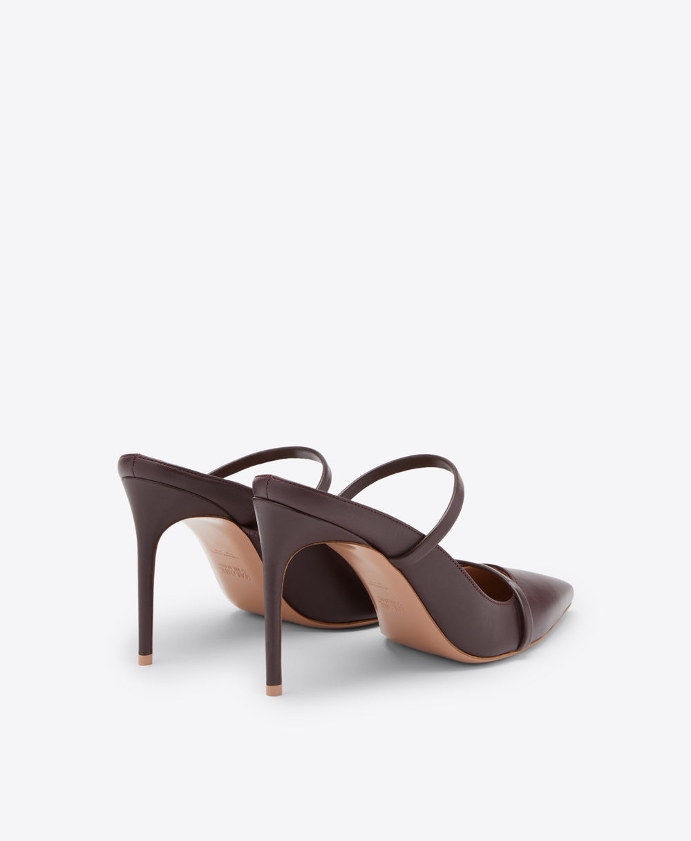 Aurora 90 Cabernet Leather Heeled Mule Malone Souliers