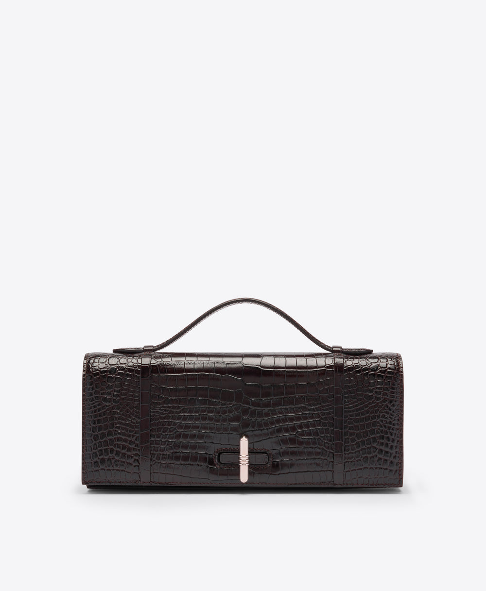 May Dark Brown Leather Clutch Bag  Malone Souliers