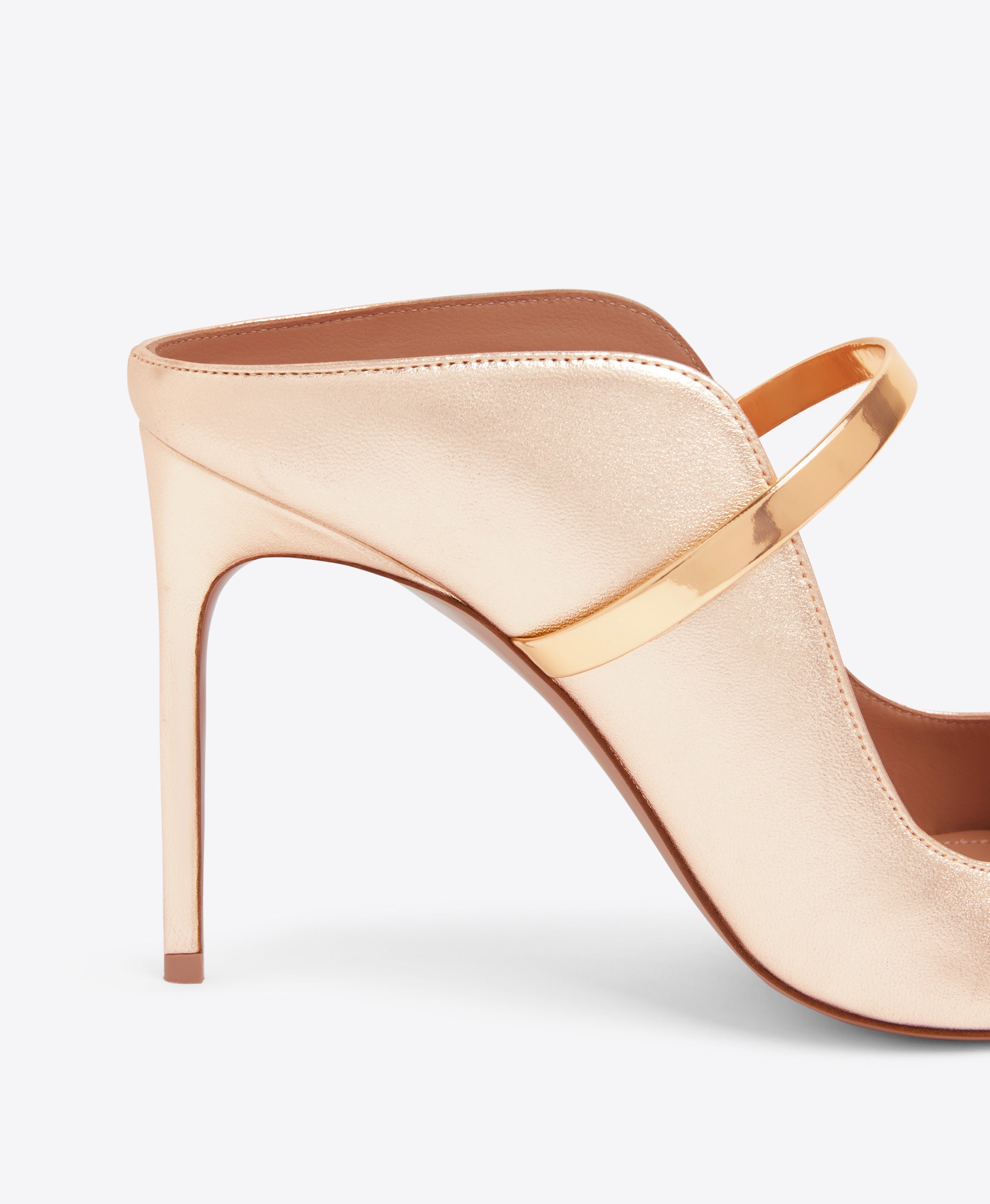 Noah 90 Rose Gold Leather Heeled Sandals Malone Souliers