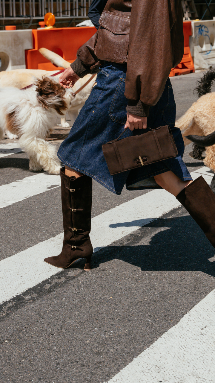 Malone Souliers Women's 70mm Dark Brown Suede Tall Boots