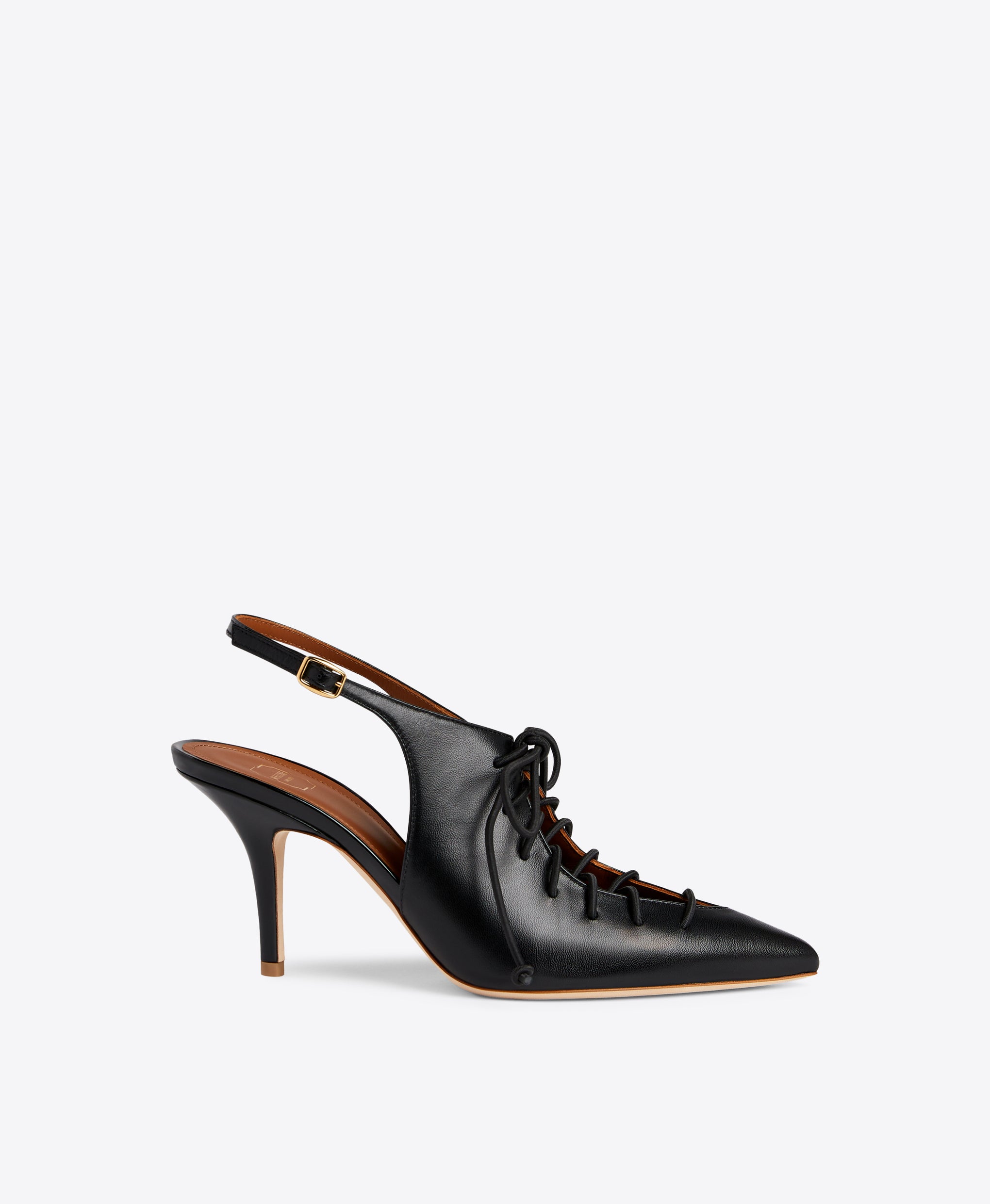 Malone Souliers Alessandra 70 Black Leather Slingbacks 