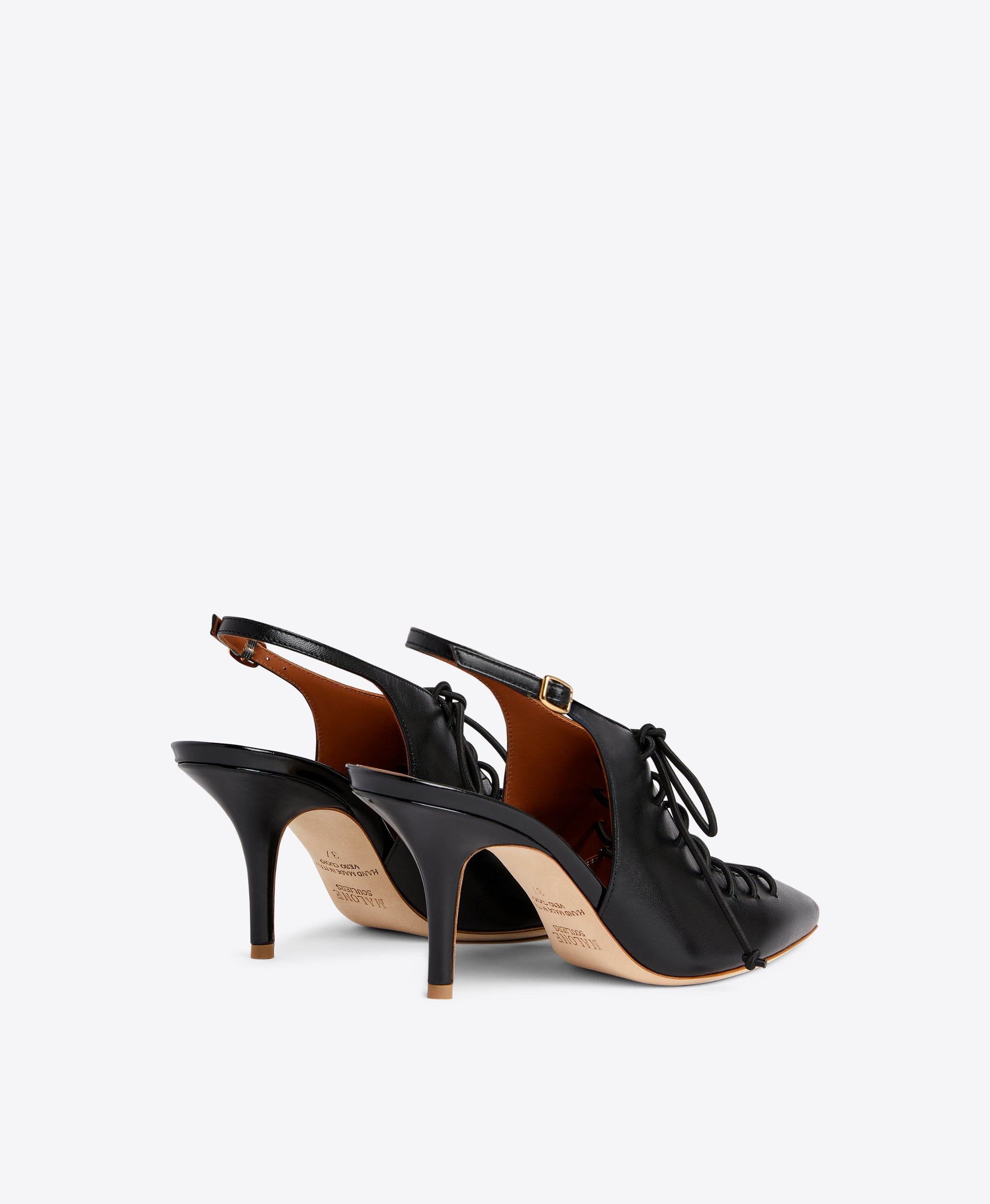 Malone Souliers Alessandra 70 Black Leather Slingbacks 