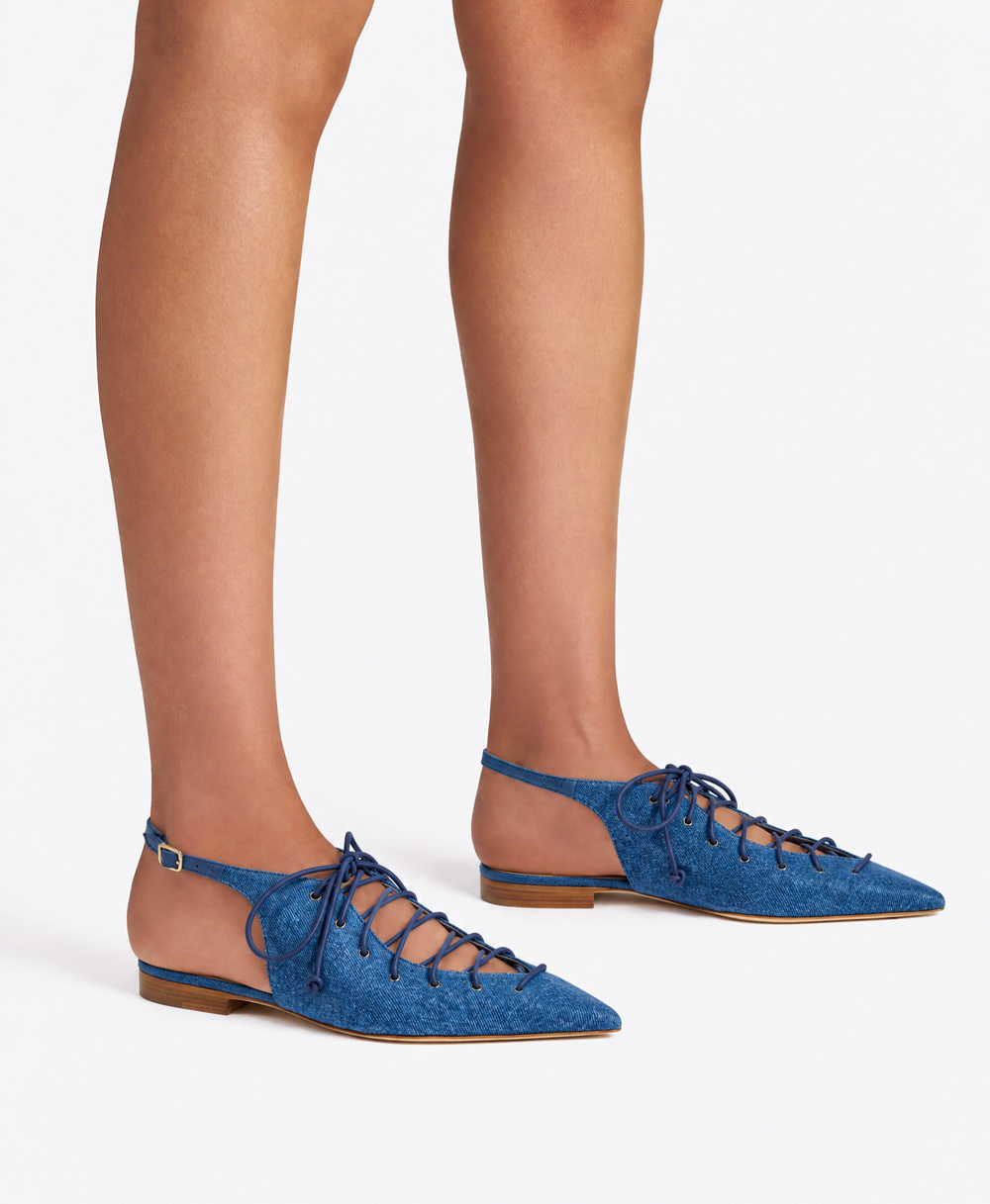 Alia Denim Flat Slingbacks