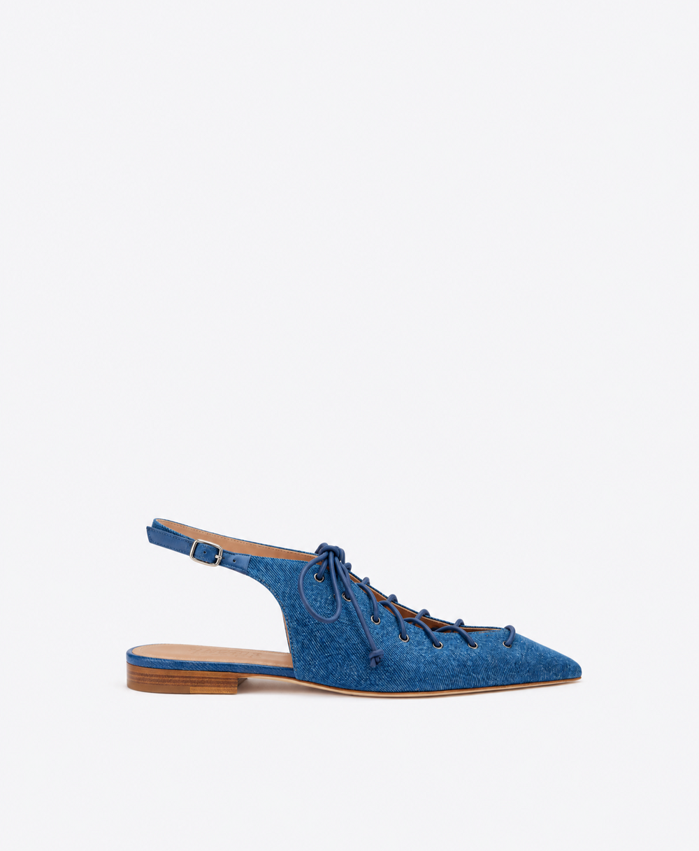Alia Denim Flat Slingbacks