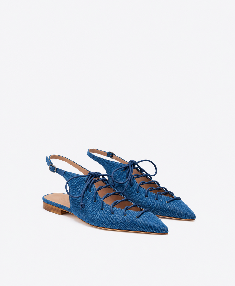 Alia Denim Flat Slingbacks