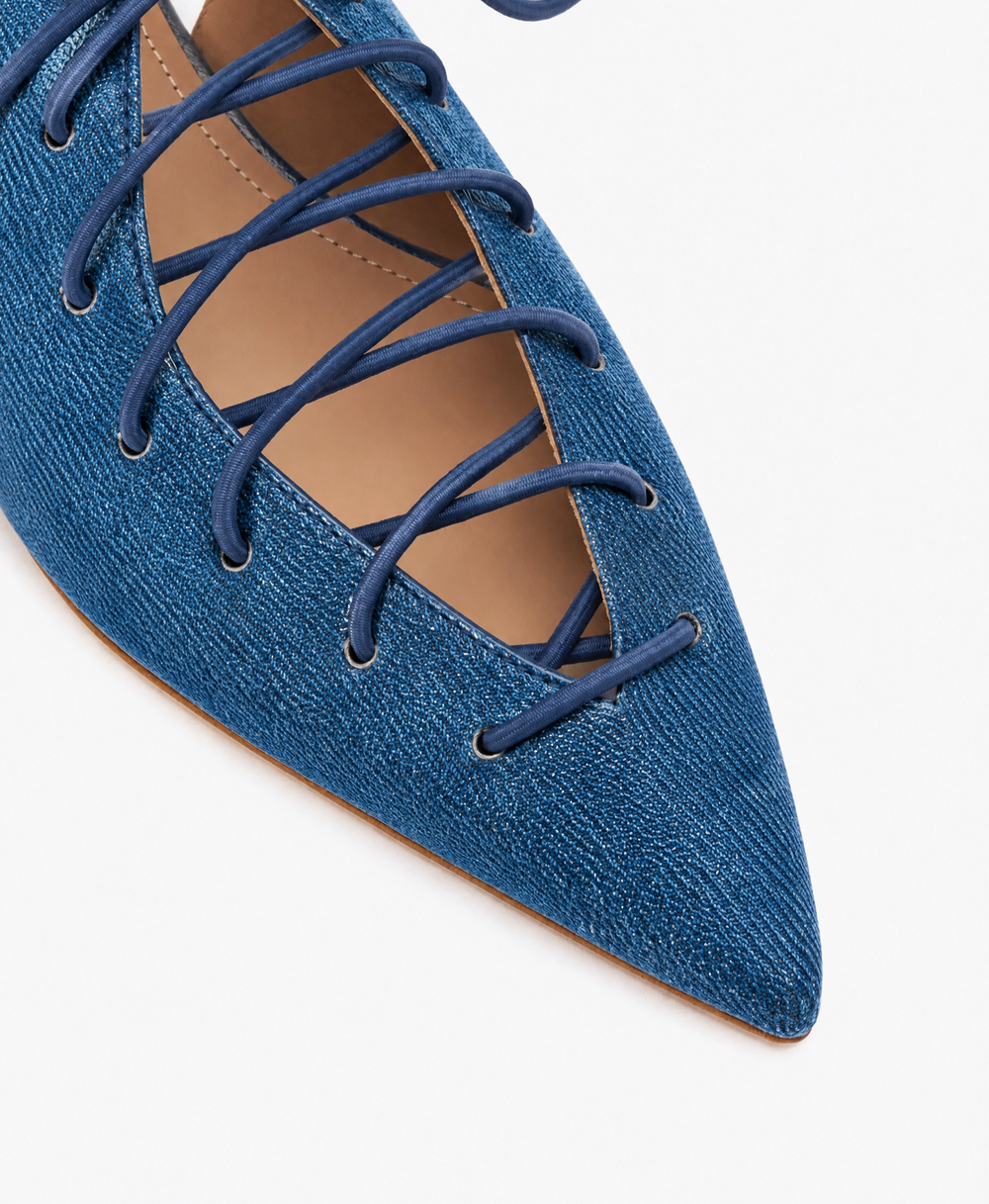 Alia Denim Flat Slingbacks