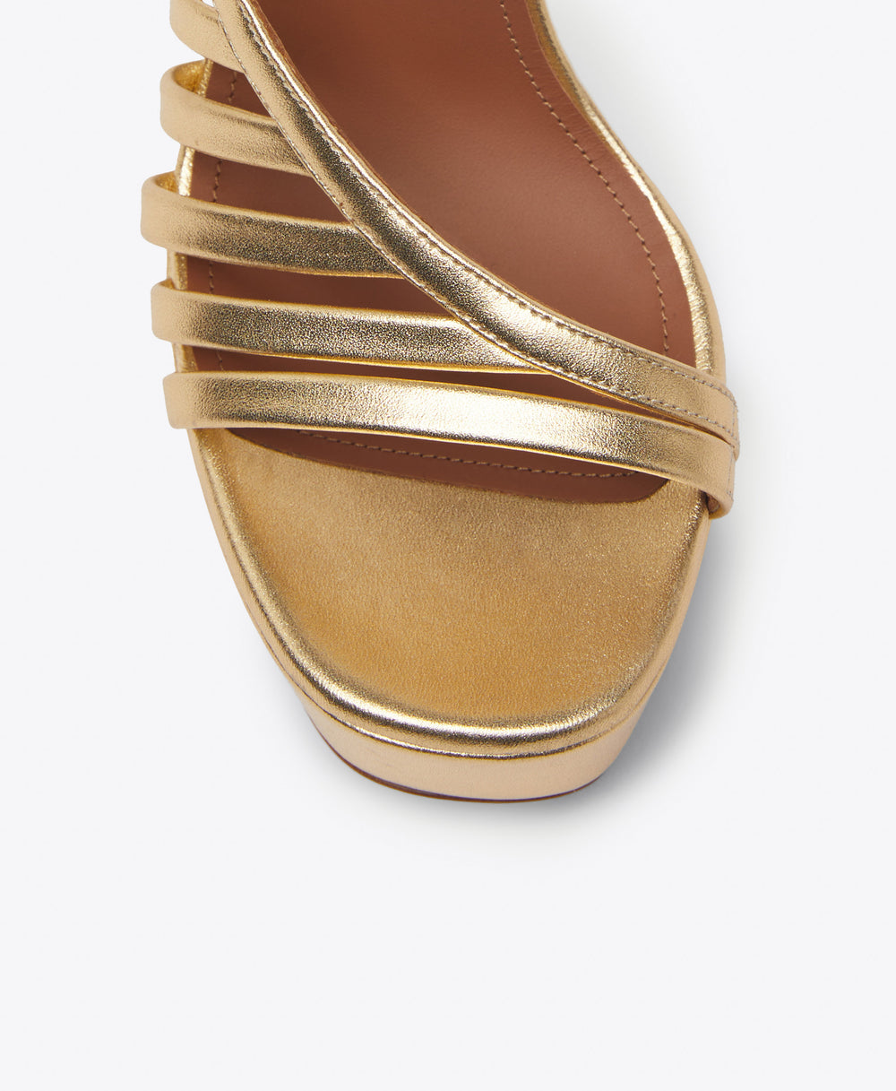 Malone Souliers Amaya 125mm Gold Leather Platform Sandals