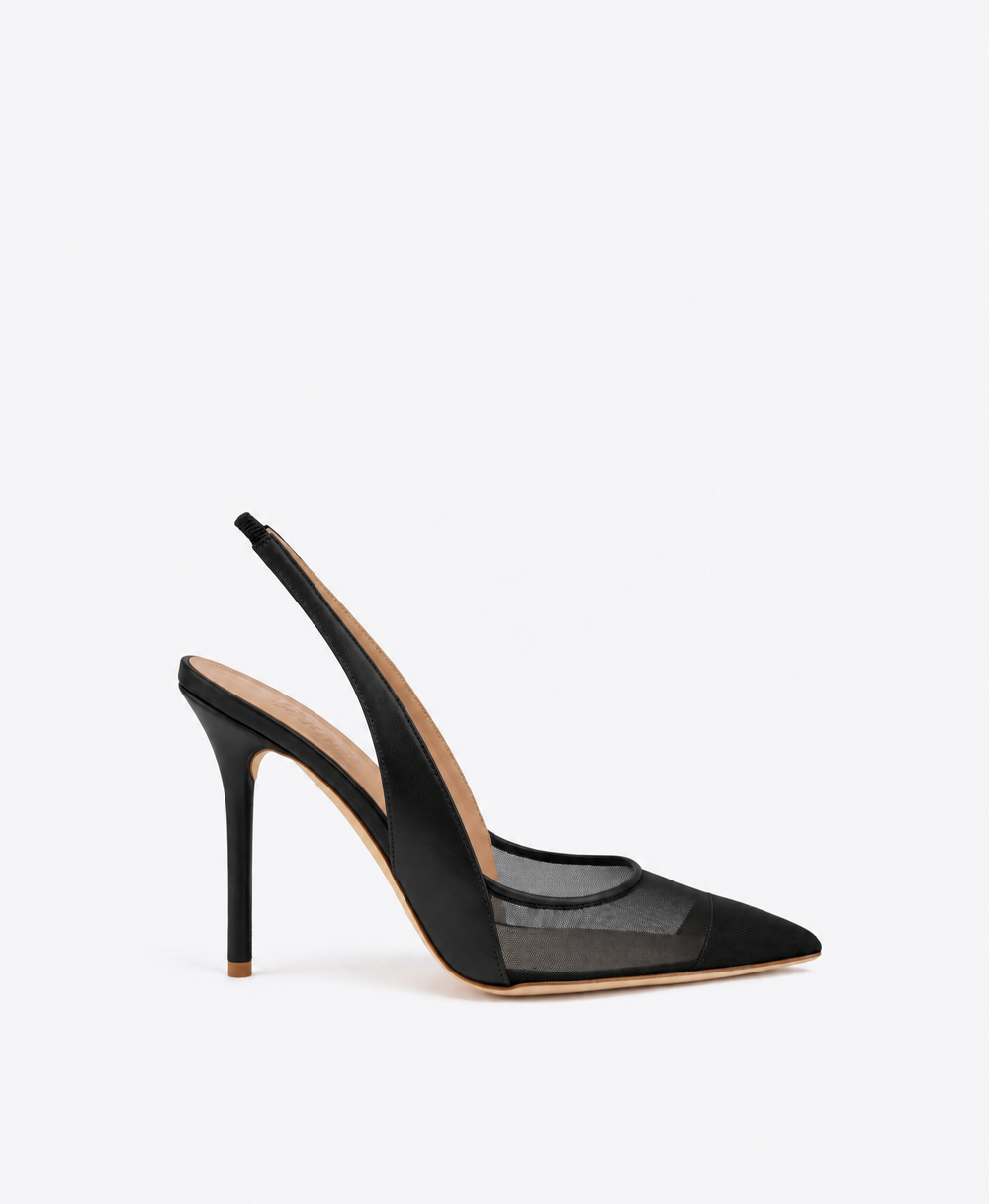 Arc 100 Black Leather Slingbacks Malone Souliers