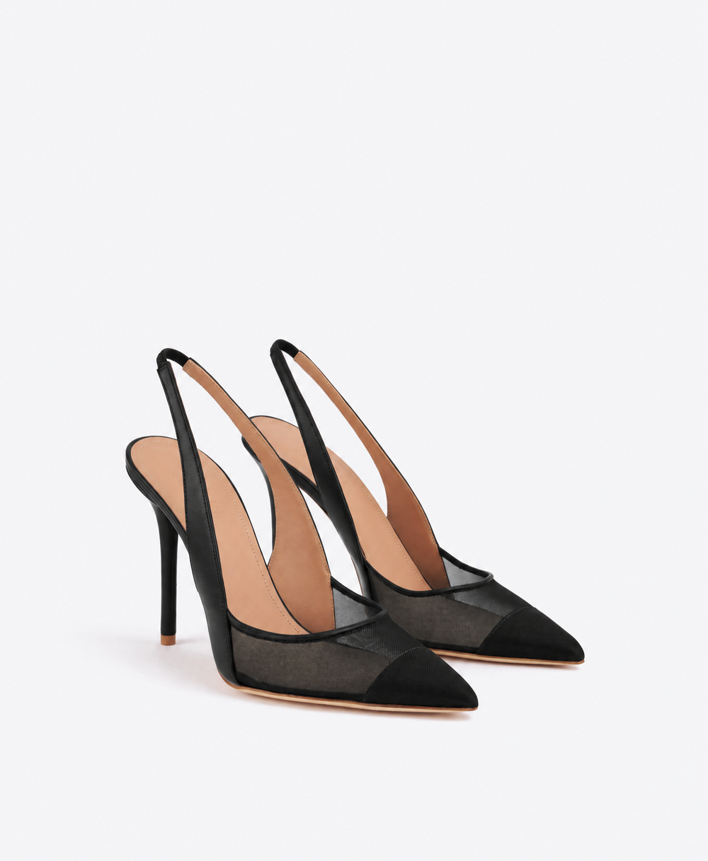 Arc 100 Black Leather Slingbacks Malone Souliers