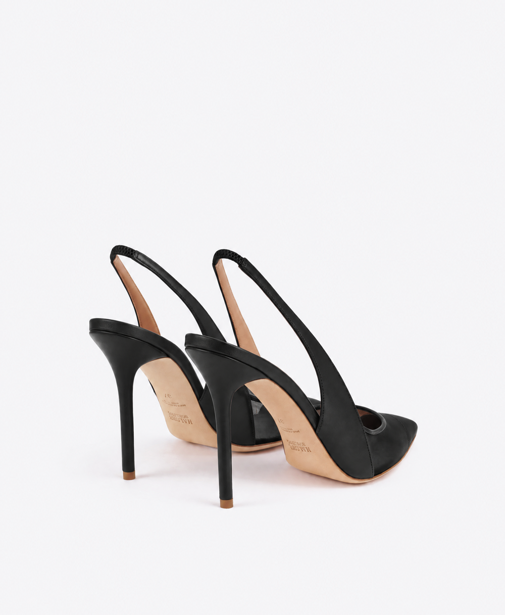 Arc 100 Black Leather Slingbacks Malone Souliers