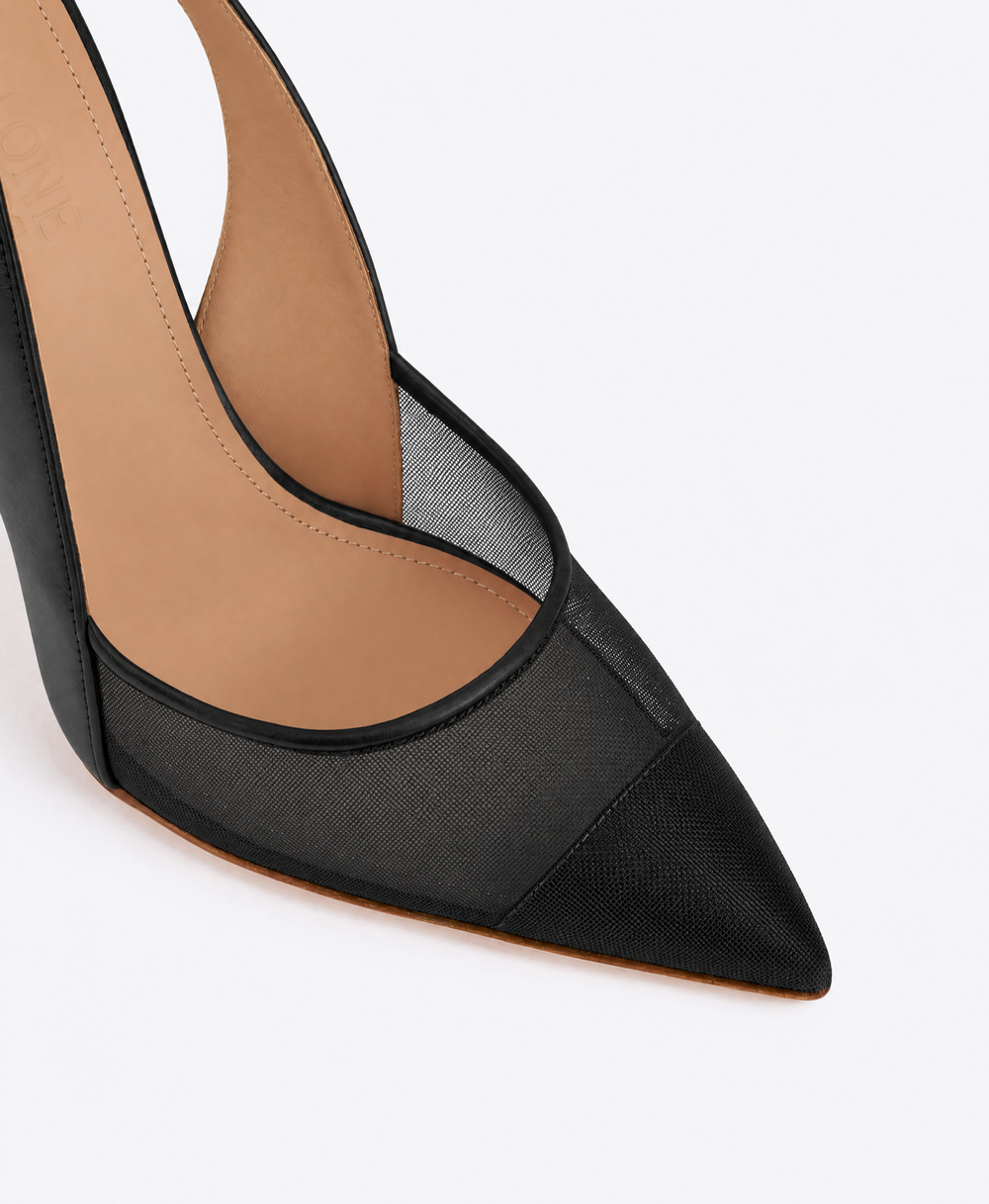Arc 100 Black Leather Slingbacks Malone Souliers