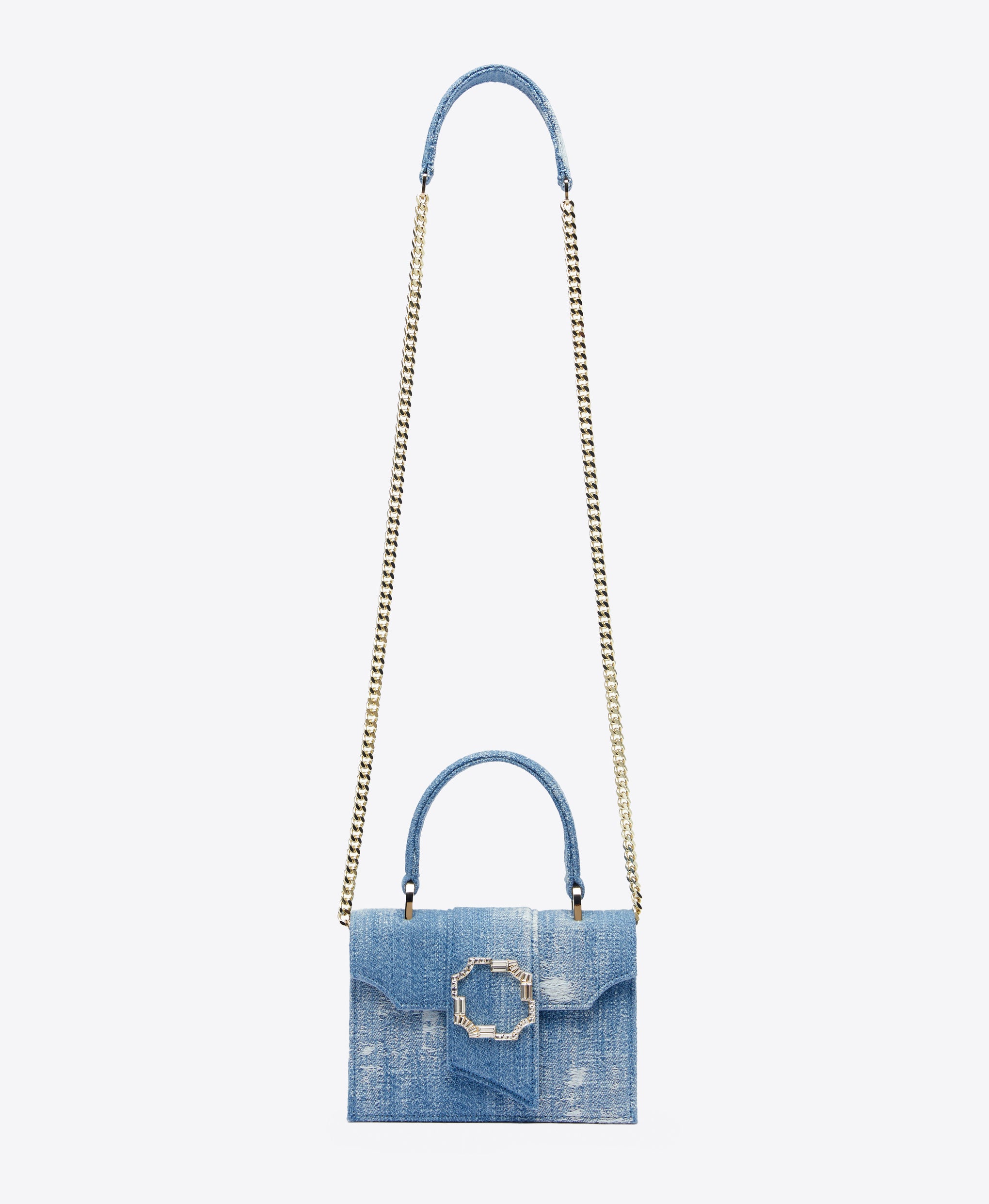 Women's Audrey Blue Denim Mini Square Handbag Malone Souliers