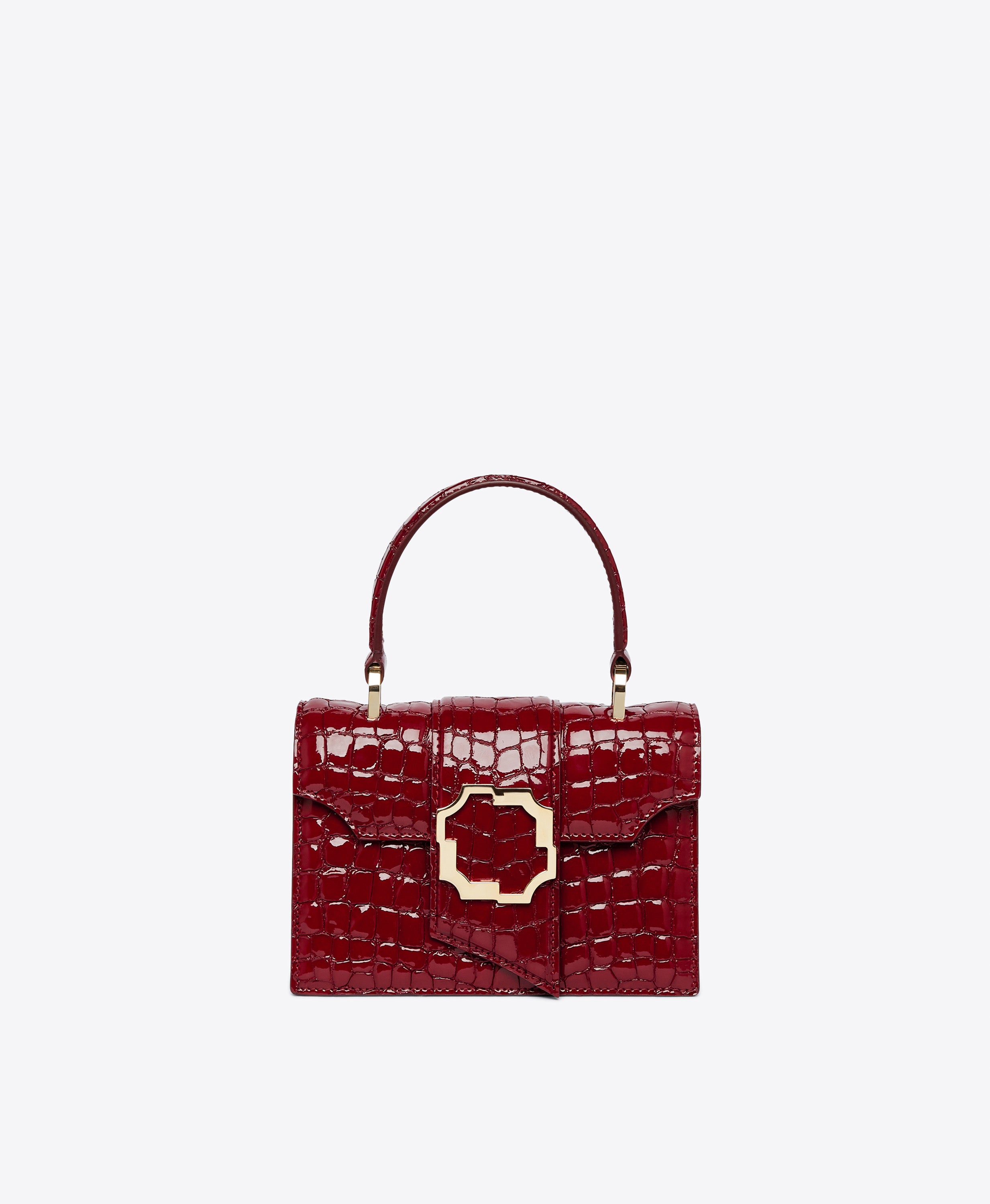 Audrey Embossed Patent Bag Top Handle