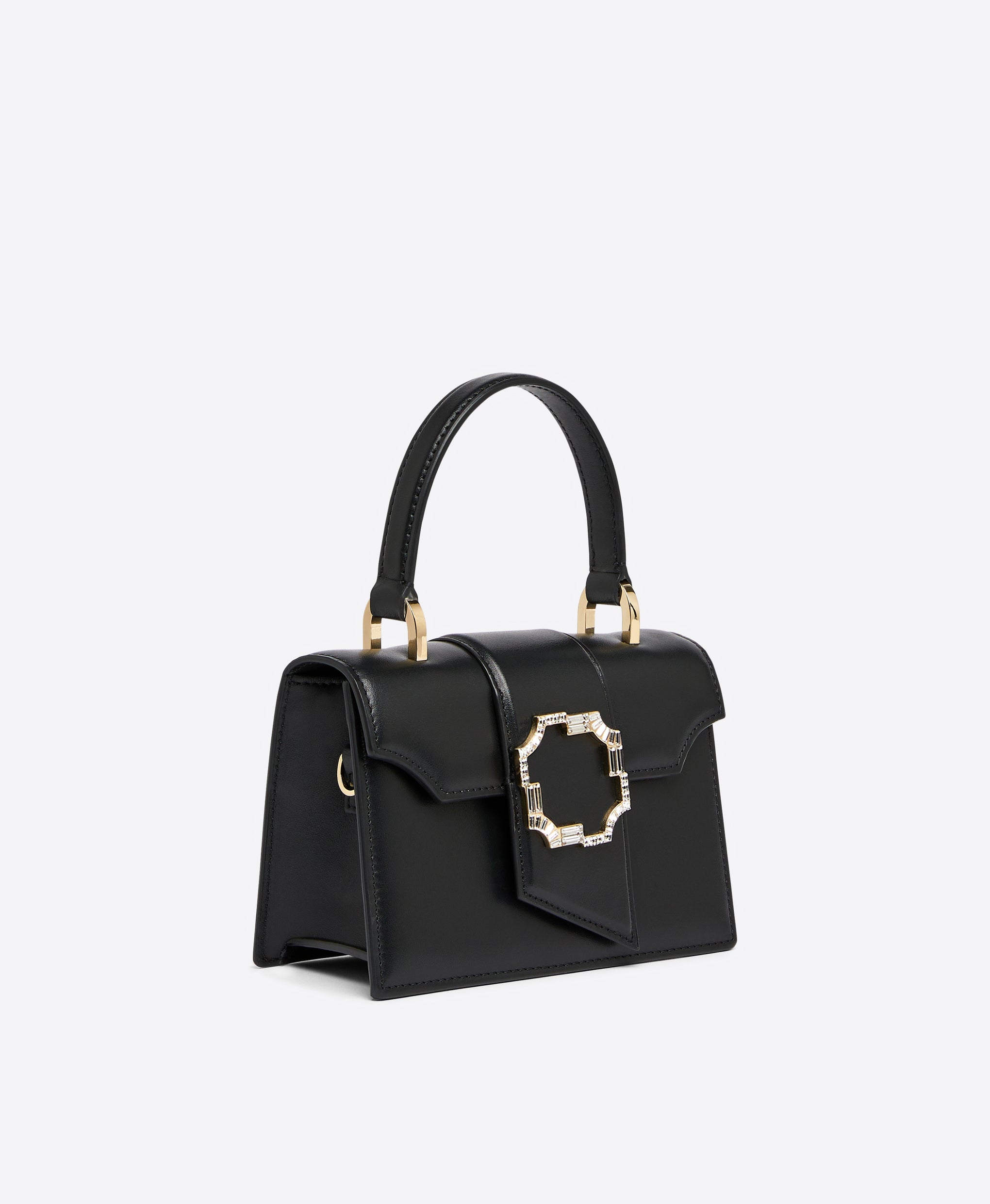 Women's Audrey Black Leather Mini Square Handbag Malone Souliers