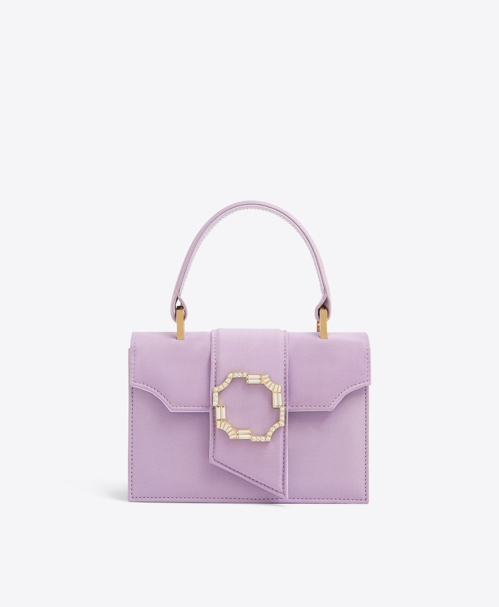 Mini Lilac Square-Top Satin Handbag | Malone Souliers