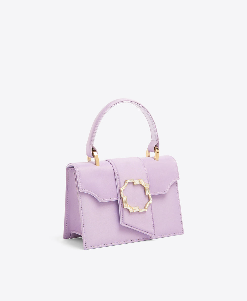 Mini Lilac Square-Top Satin Handbag Malone Souliers