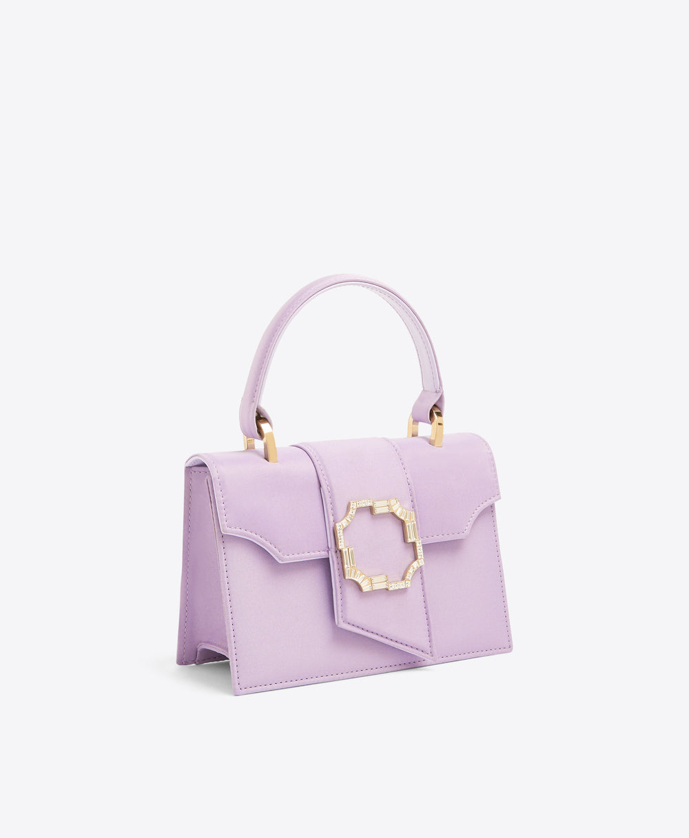 Mini Lilac Square-Top Satin Handbag Malone Souliers