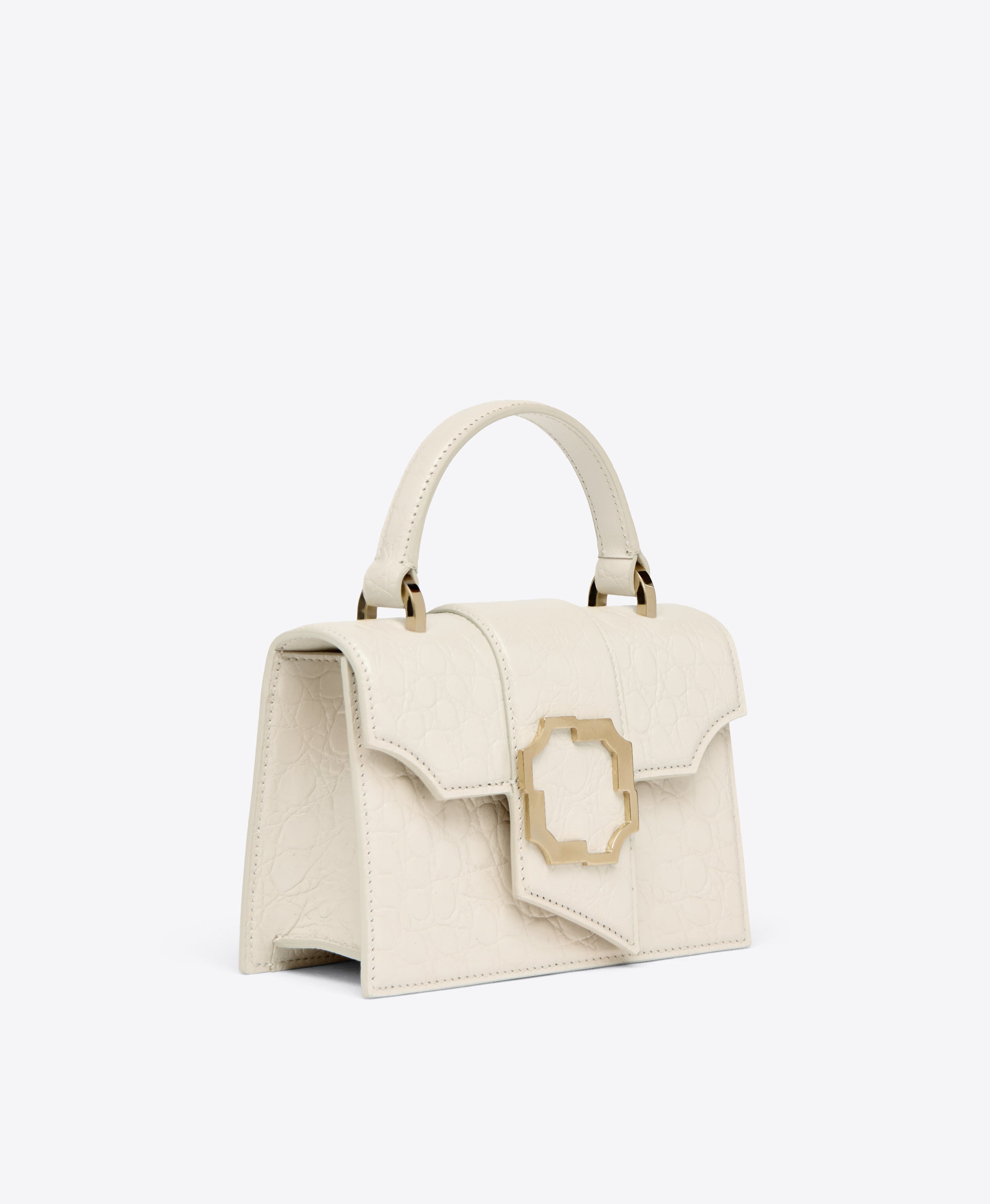 Cream Croc Embossed Mini Handbag | Malone Souliers