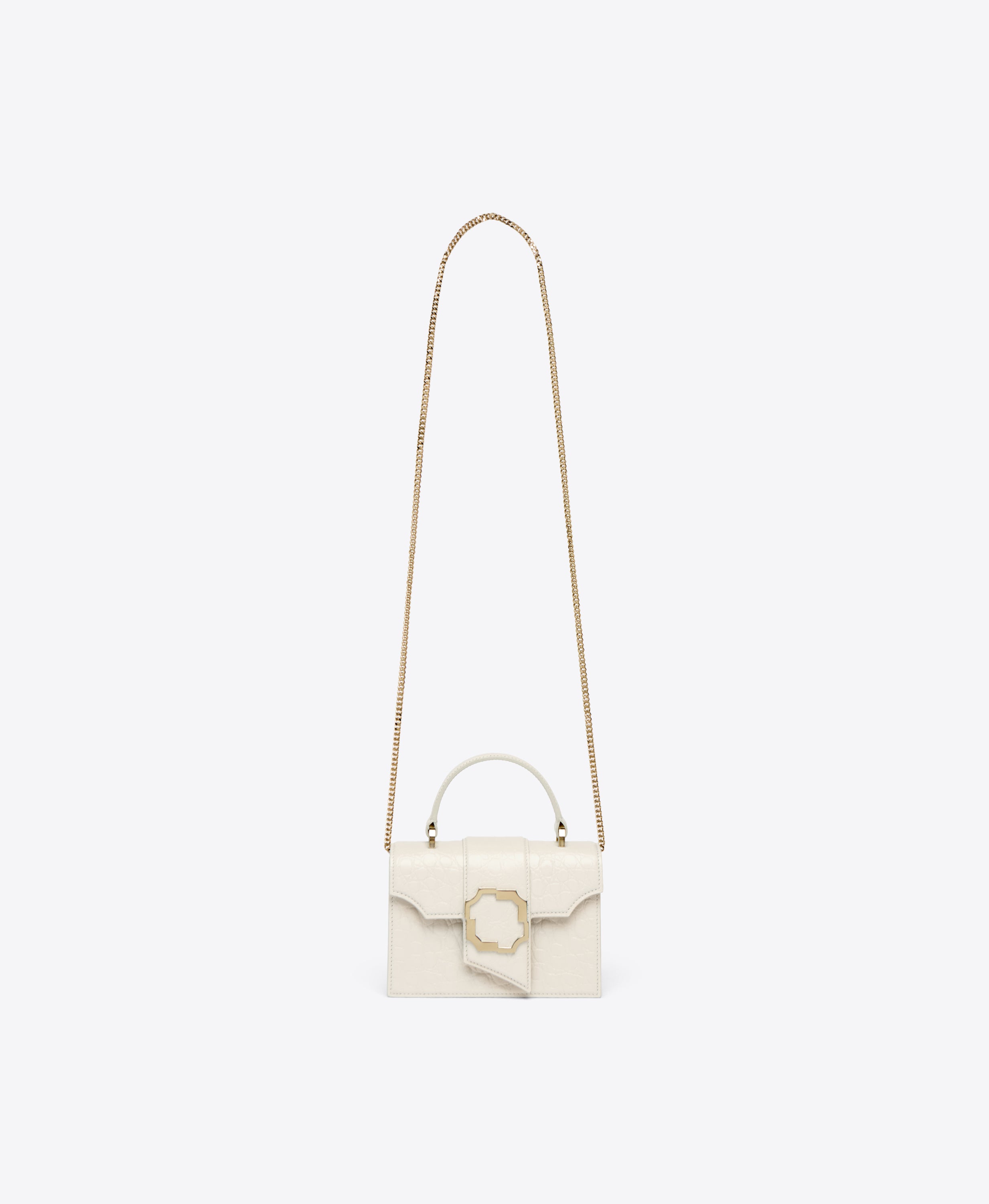 Cream Croc Embossed Mini Handbag | Malone Souliers
