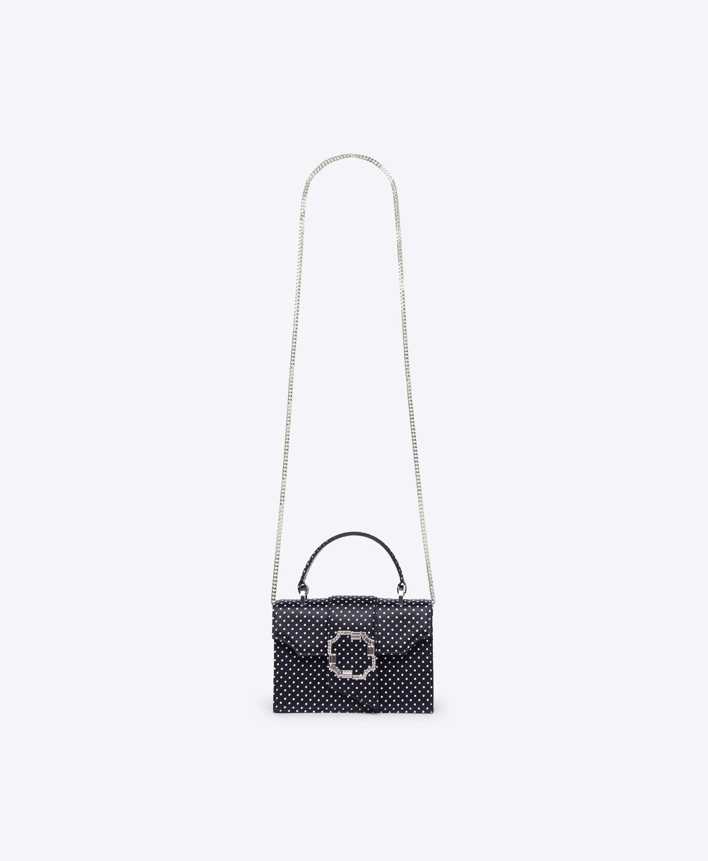 Black Polka Dot Satin Mini Handbag | Malone Souliers