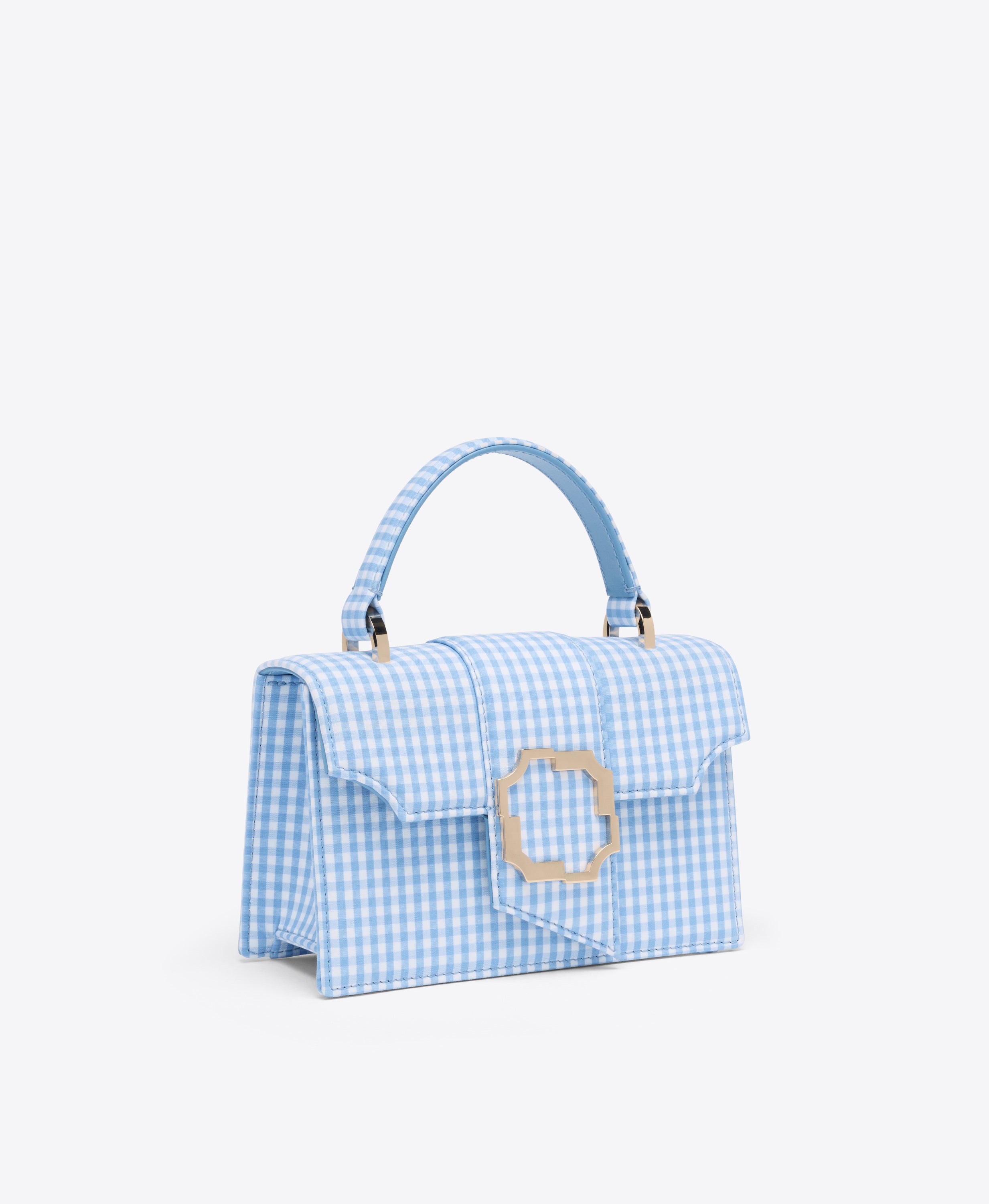 Audrey Mini 61 Blue Gingham Handbag | Malone Souliers