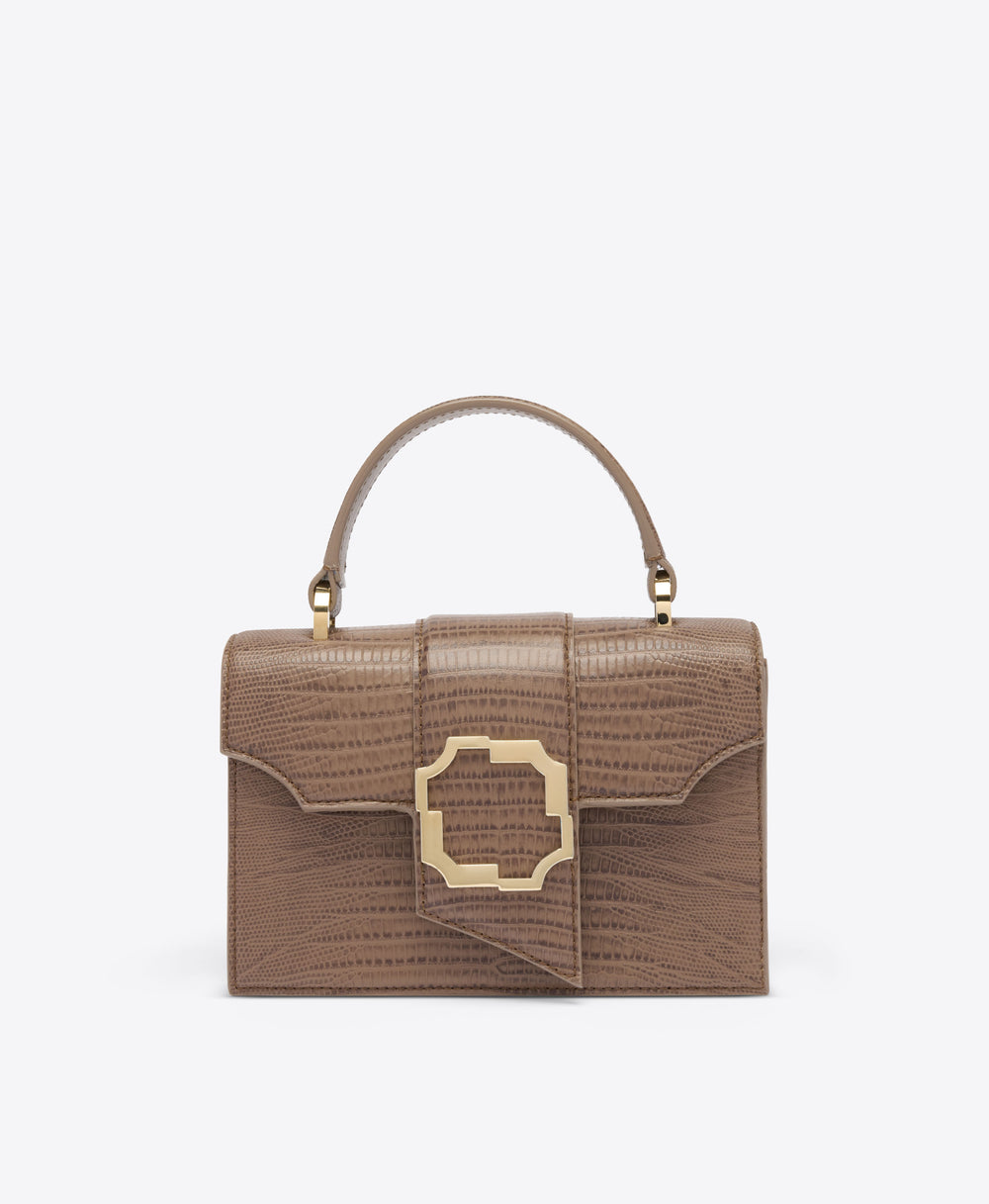 Audrey Taupe Leather Mini Handbag Malone Souliers