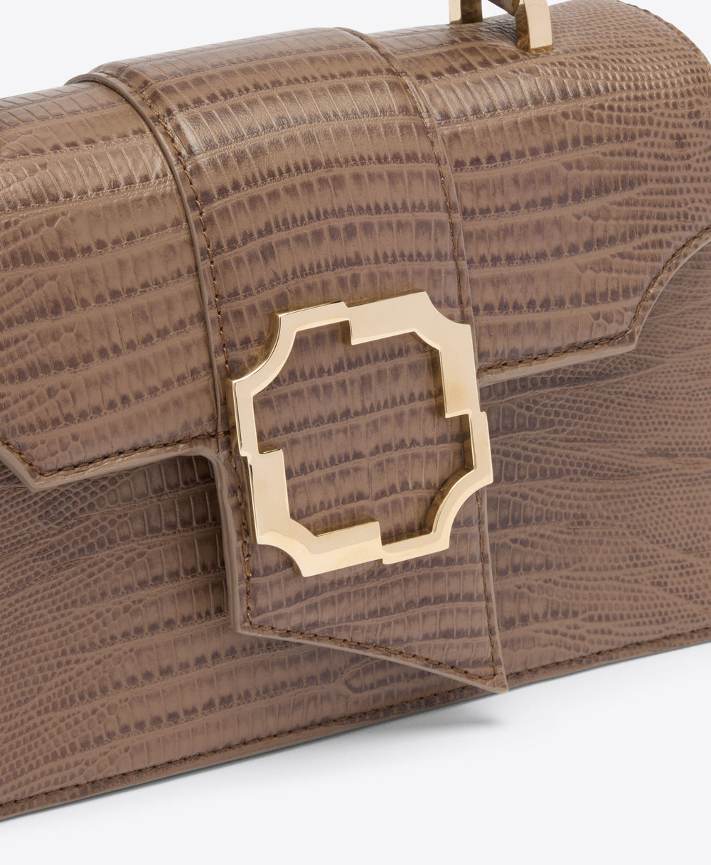 Audrey Taupe Leather Mini Handbag Malone Souliers