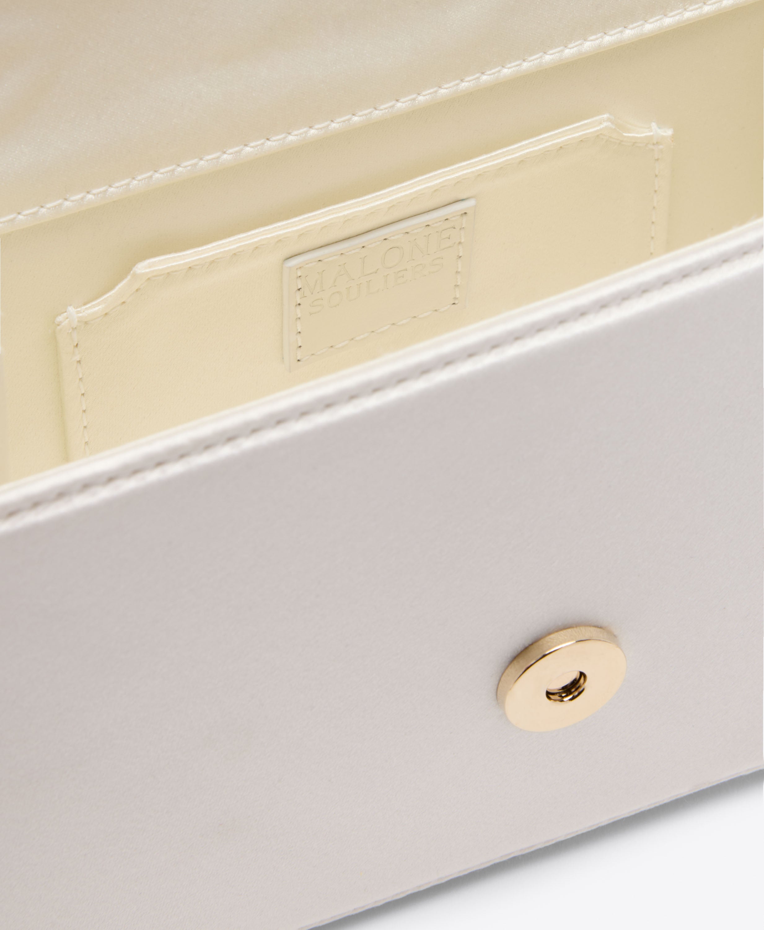 Audrey White Satin Mini Handbag | Malone Souliers