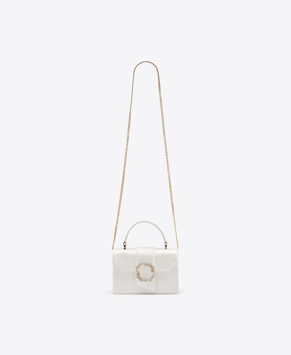 Malone Souliers Audrey Mini Bag in White Satin