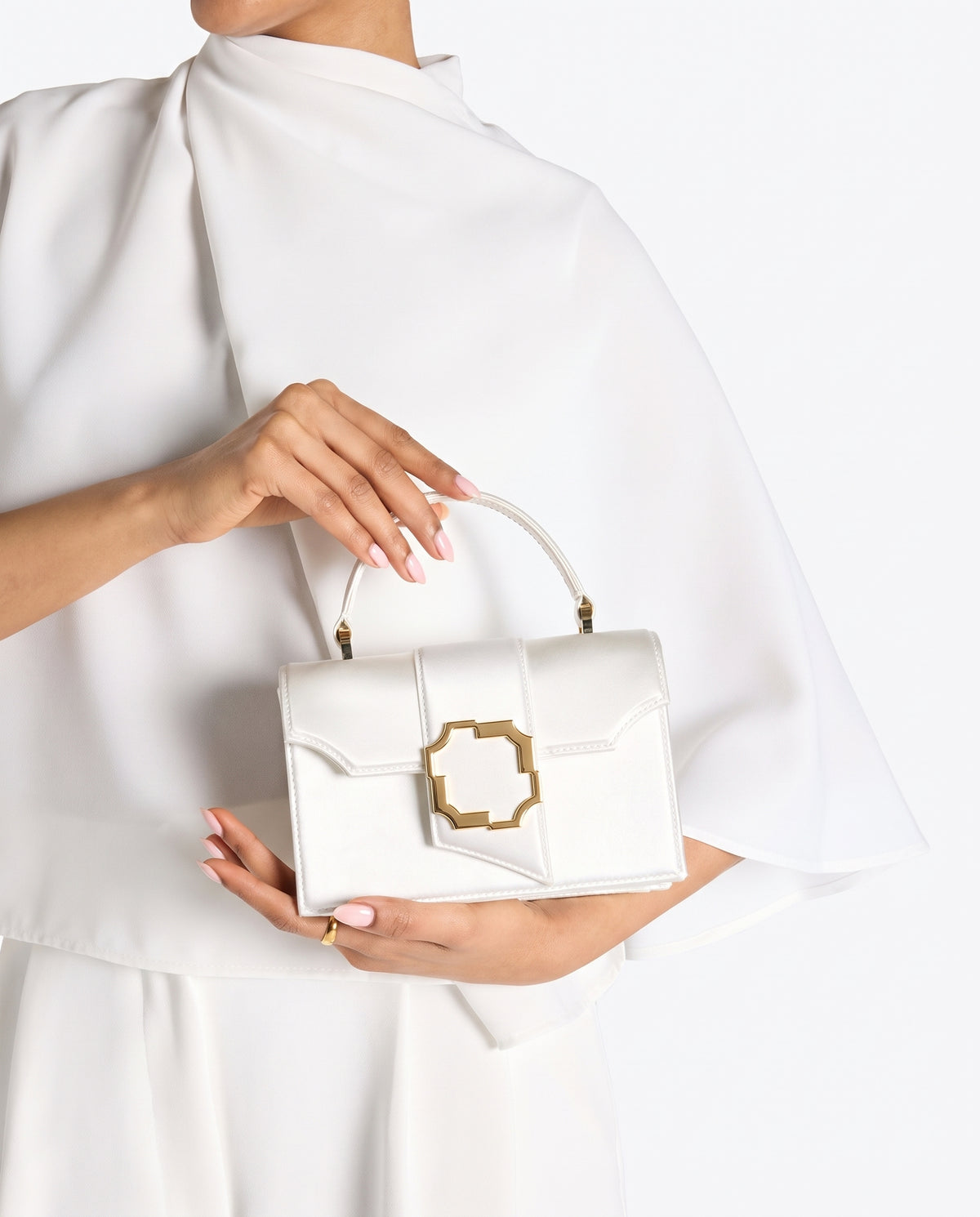 Malone Souliers Audrey Mini Bag in White Satin
