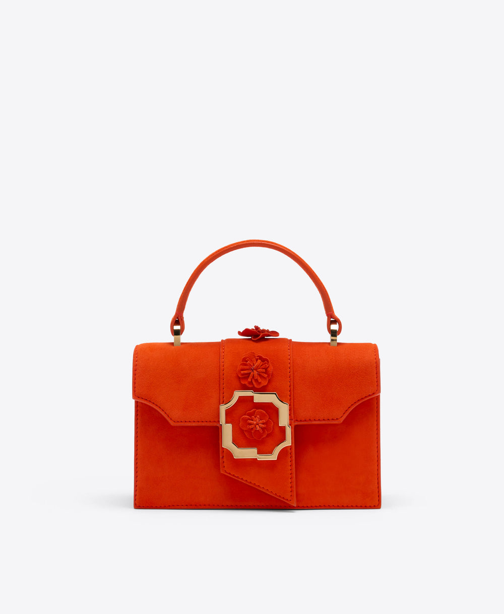 Audrey Mini Handbag in Orange Suede Malone Souliers