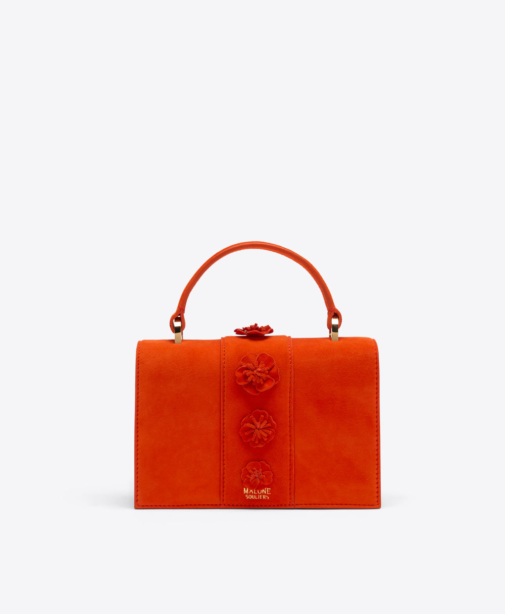 Audrey Mini Handbag in Orange Suede Malone Souliers