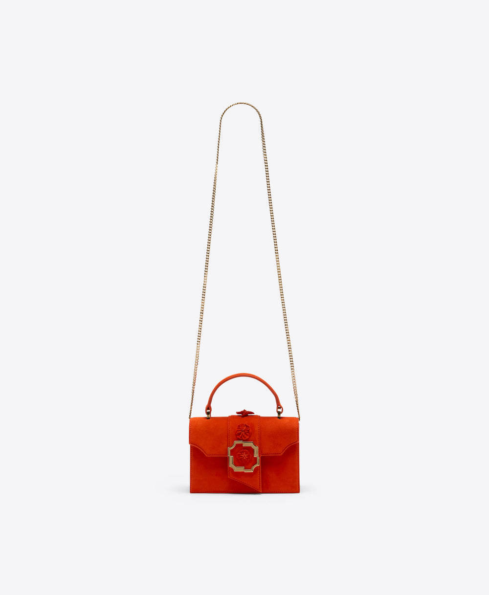 Audrey Mini Handbag in Orange Suede Malone Souliers
