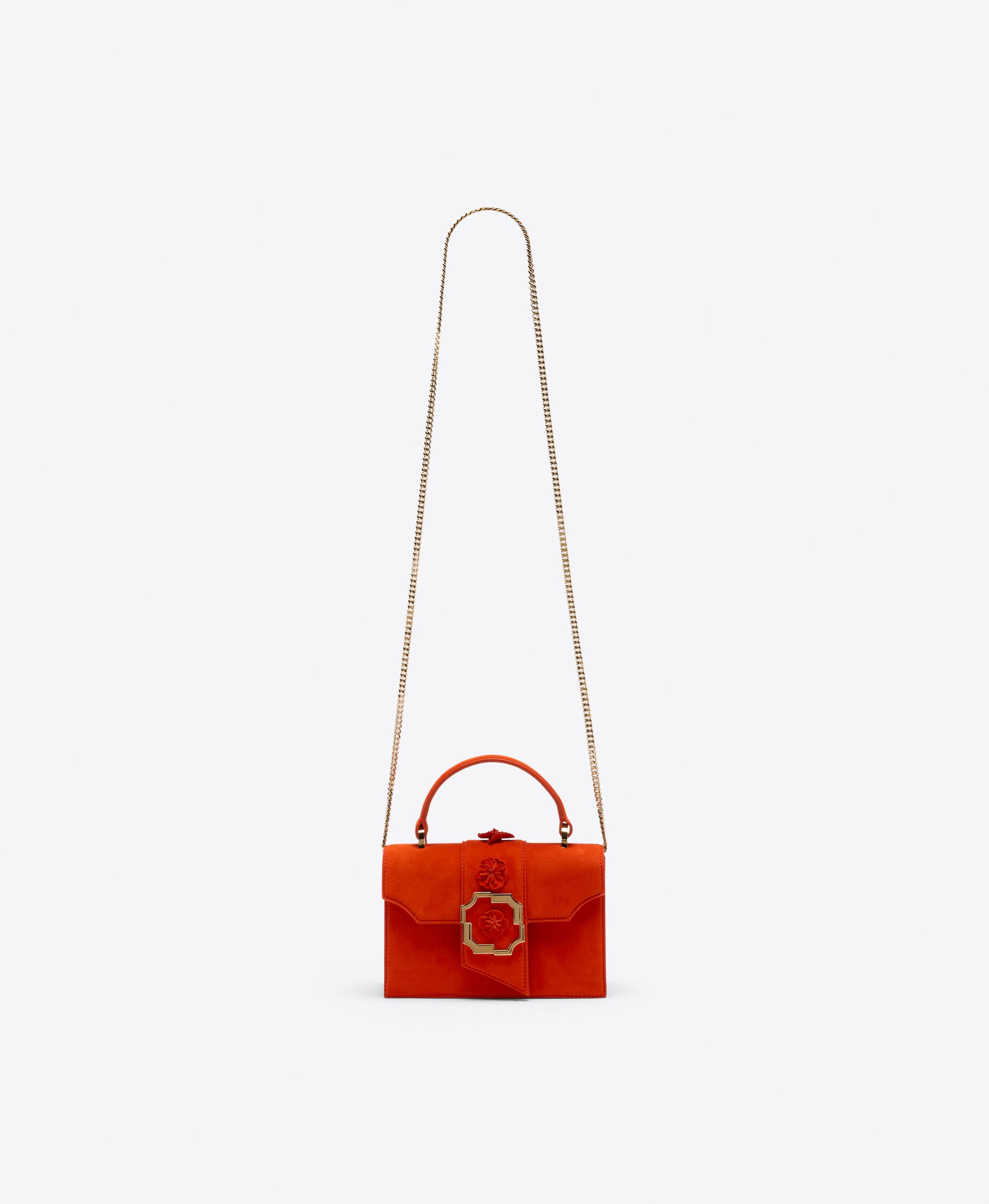 Audrey Mini Handbag in Orange Suede Malone Souliers