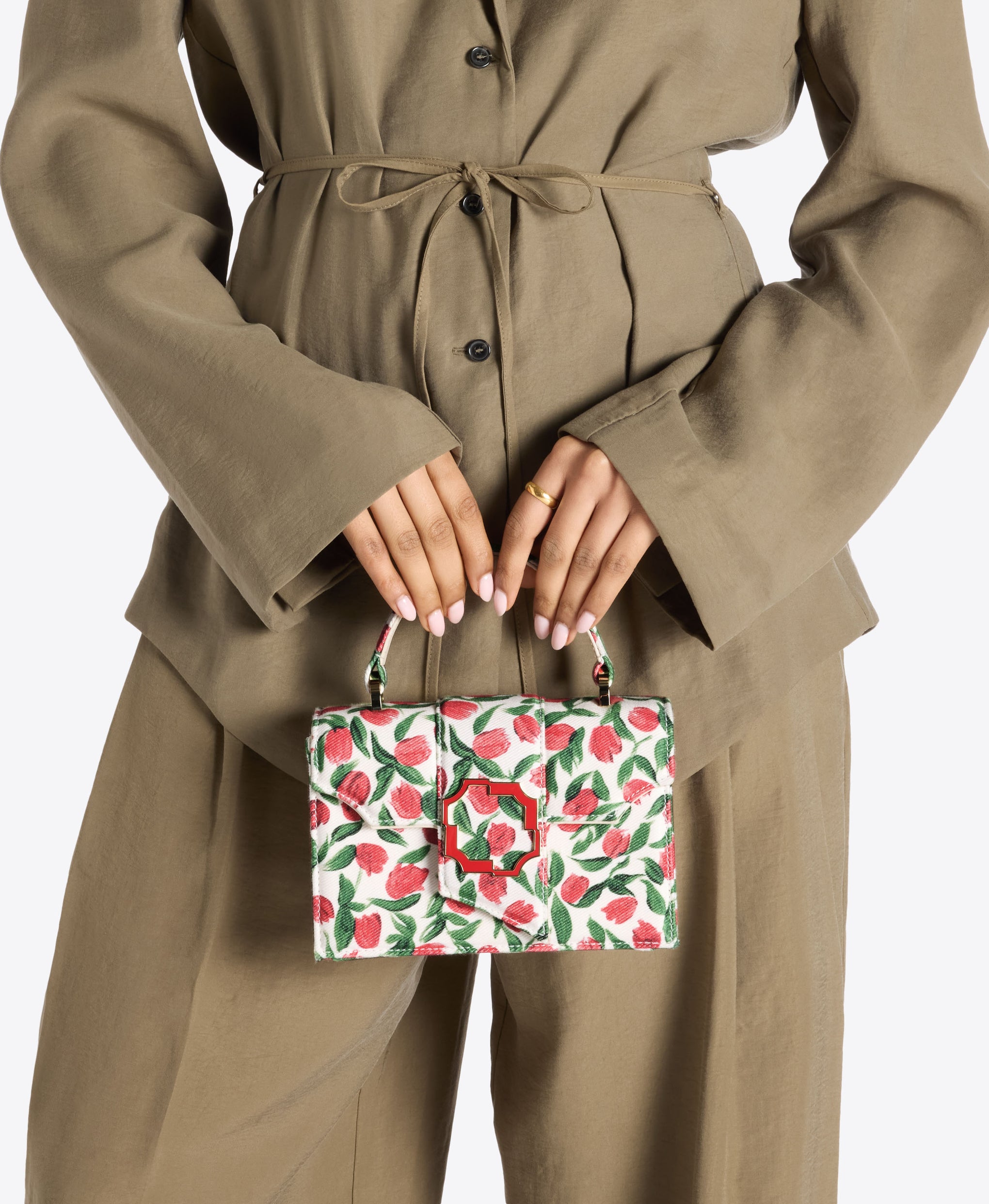 Audrey Red & White Tulip Print Mini Handbag Malone Souliers