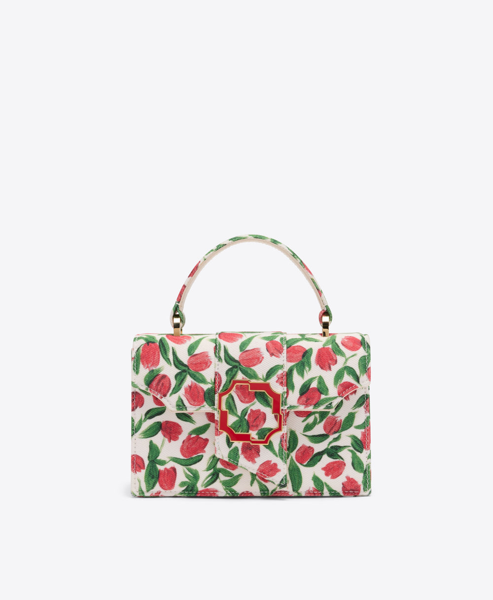 Audrey Red & White Tulip Print Mini Handbag Malone Souliers