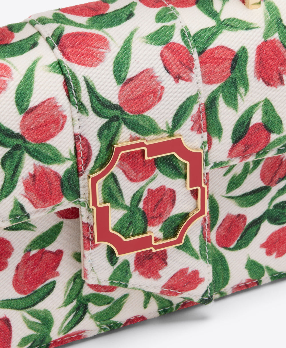 Audrey Red & White Tulip Print Mini Handbag Malone Souliers