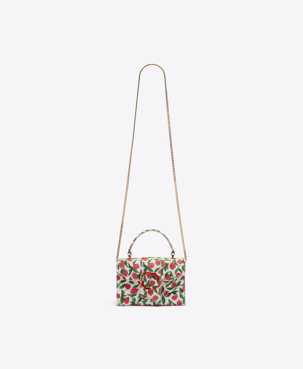 Audrey Red & White Tulip Print Mini Handbag Malone Souliers