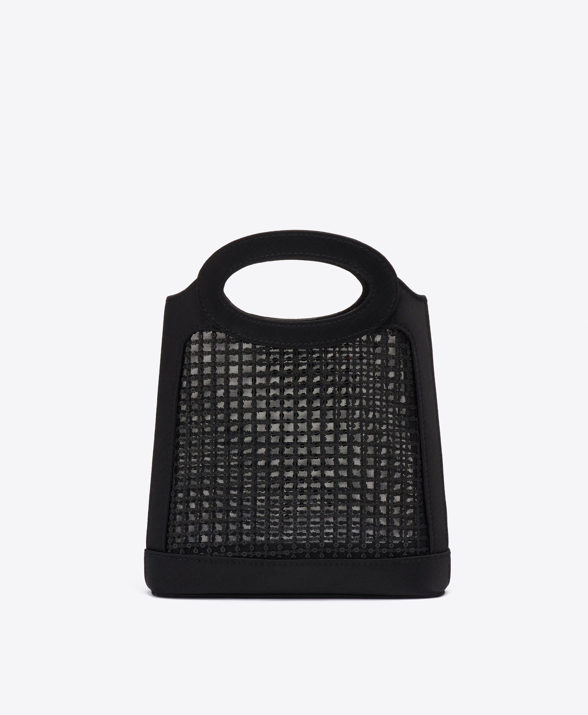Aura Black Sequin Mesh Mini Tote Bag