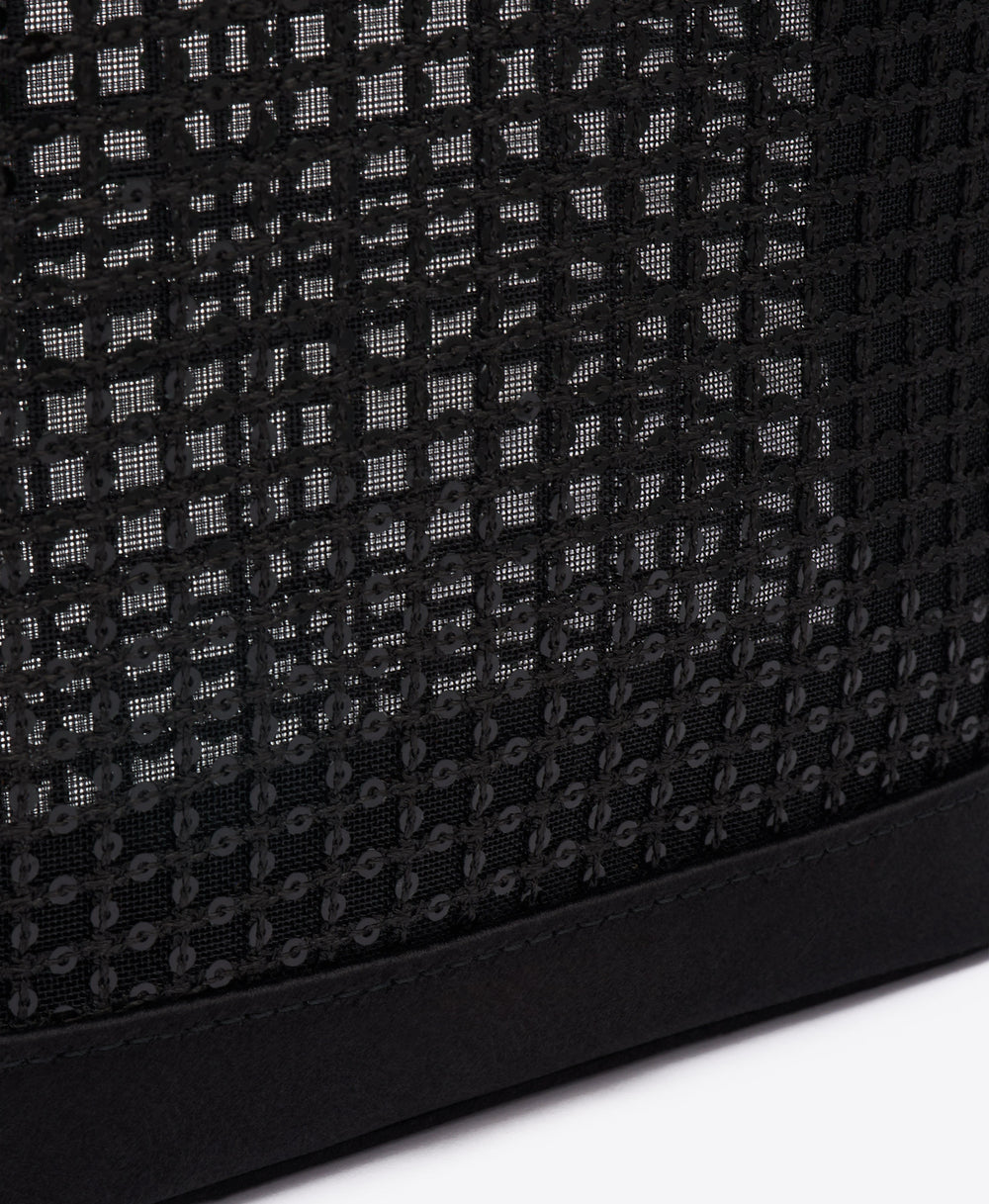 Aura Black Sequin Mesh Mini Tote Bag Malone Souliers