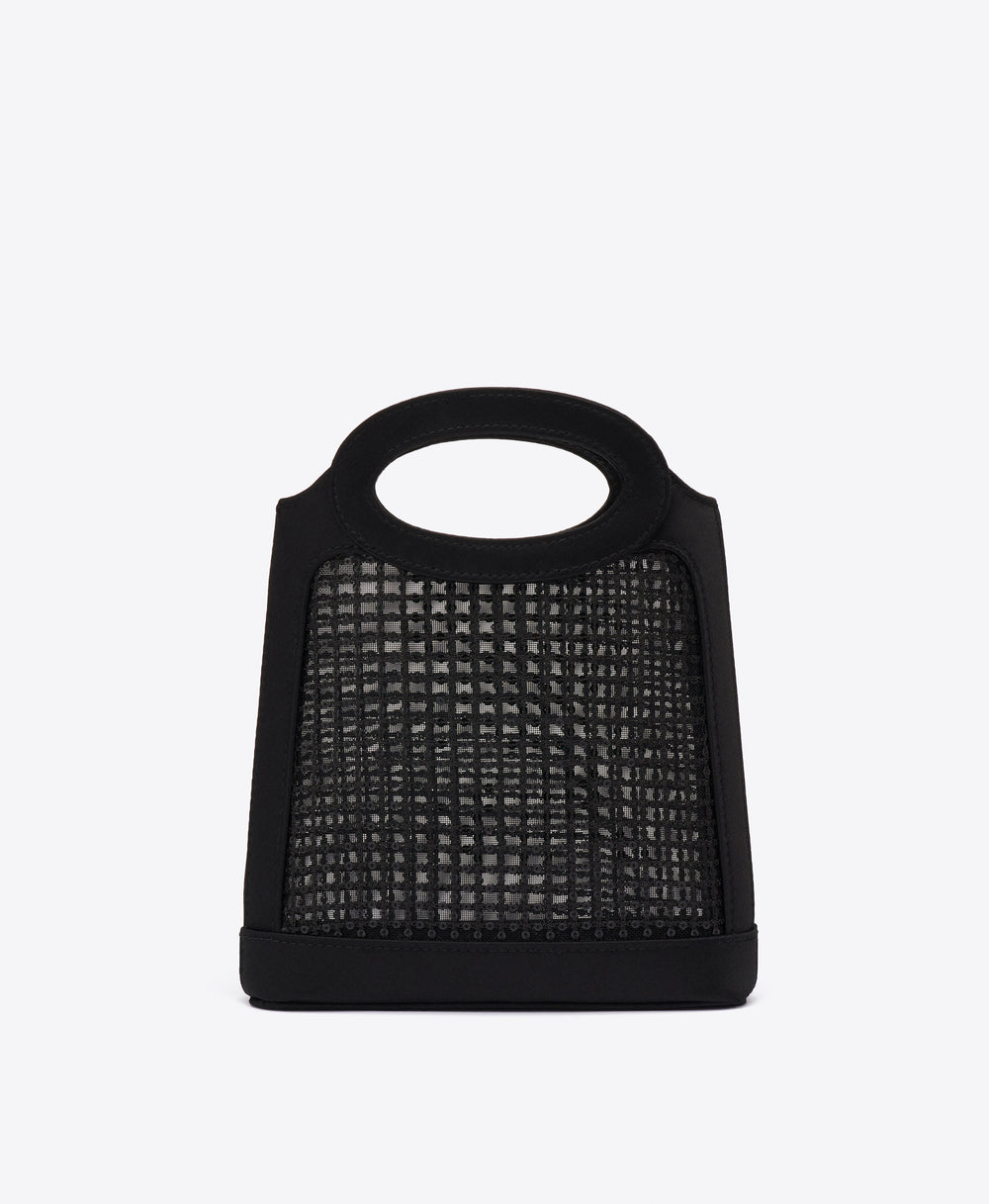 Aura Black Sequin Mesh Mini Tote Bag