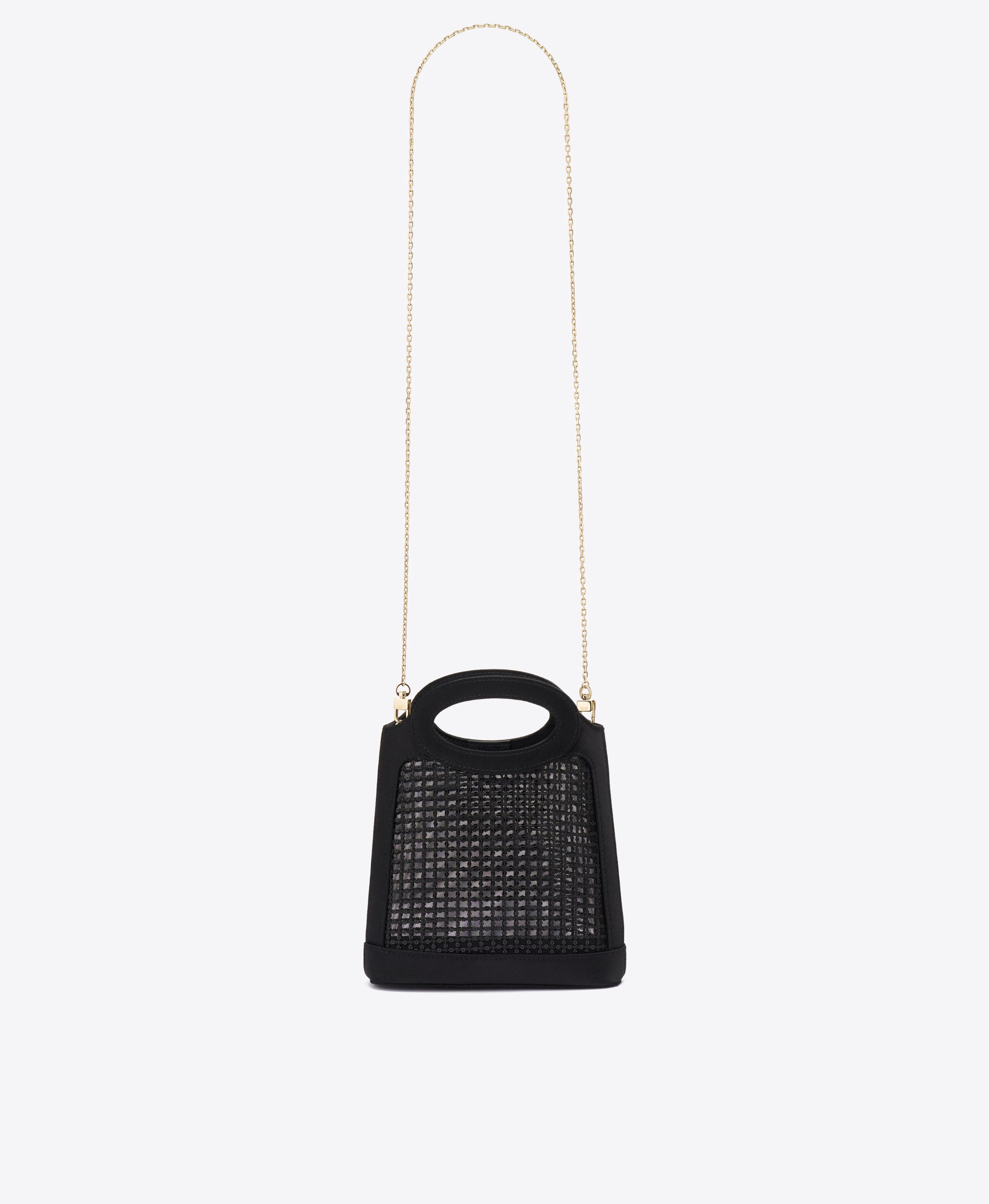 Aura Black Sequin Mesh Mini Tote Bag Malone Souliers