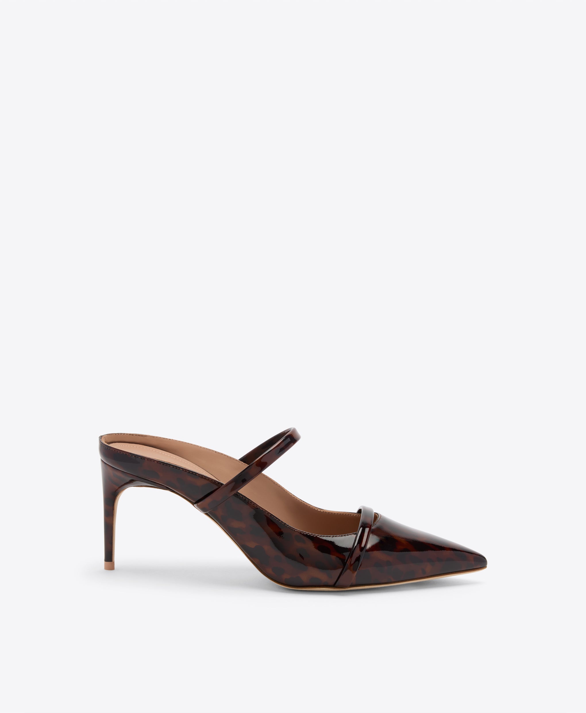 Aurora 70 Leopard Patent Heeled Mules Malone Souliers