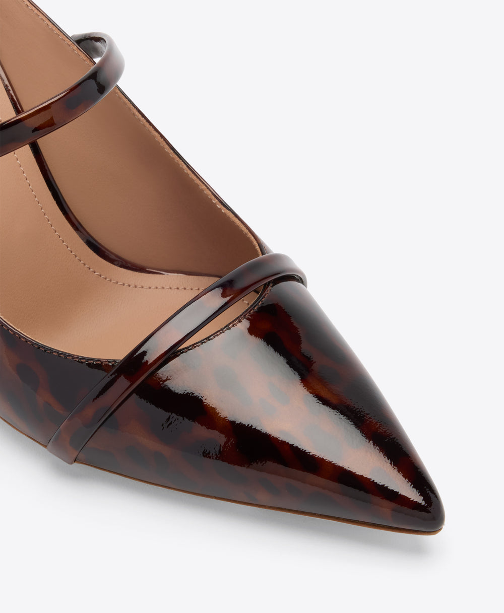 Aurora 70 Leopard Patent Heeled Mules Malone Souliers