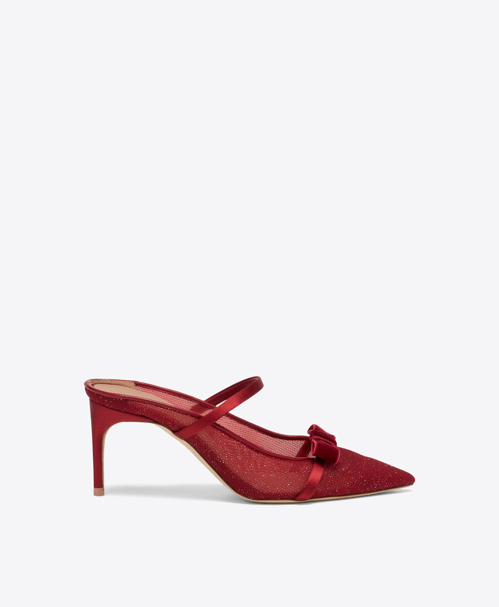 Aurora 70 Red Glitter Heeled Mules Malone Souliers