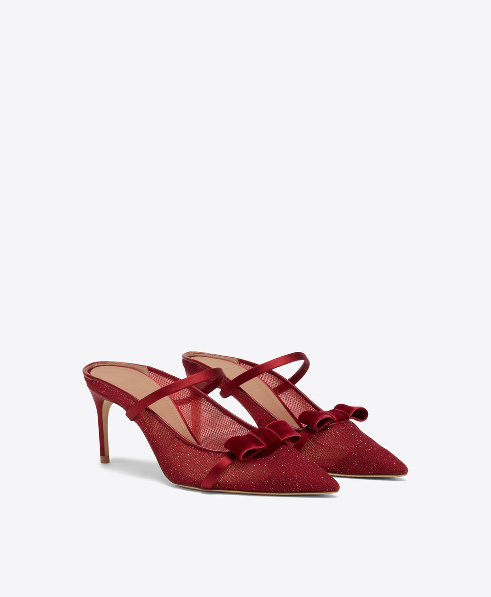 Aurora 70 Red Glitter Heeled Mules Malone Souliers