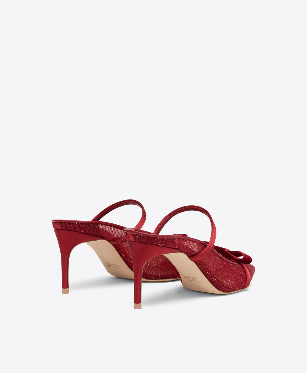 Aurora 70 Red Glitter Heeled Mules Malone Souliers