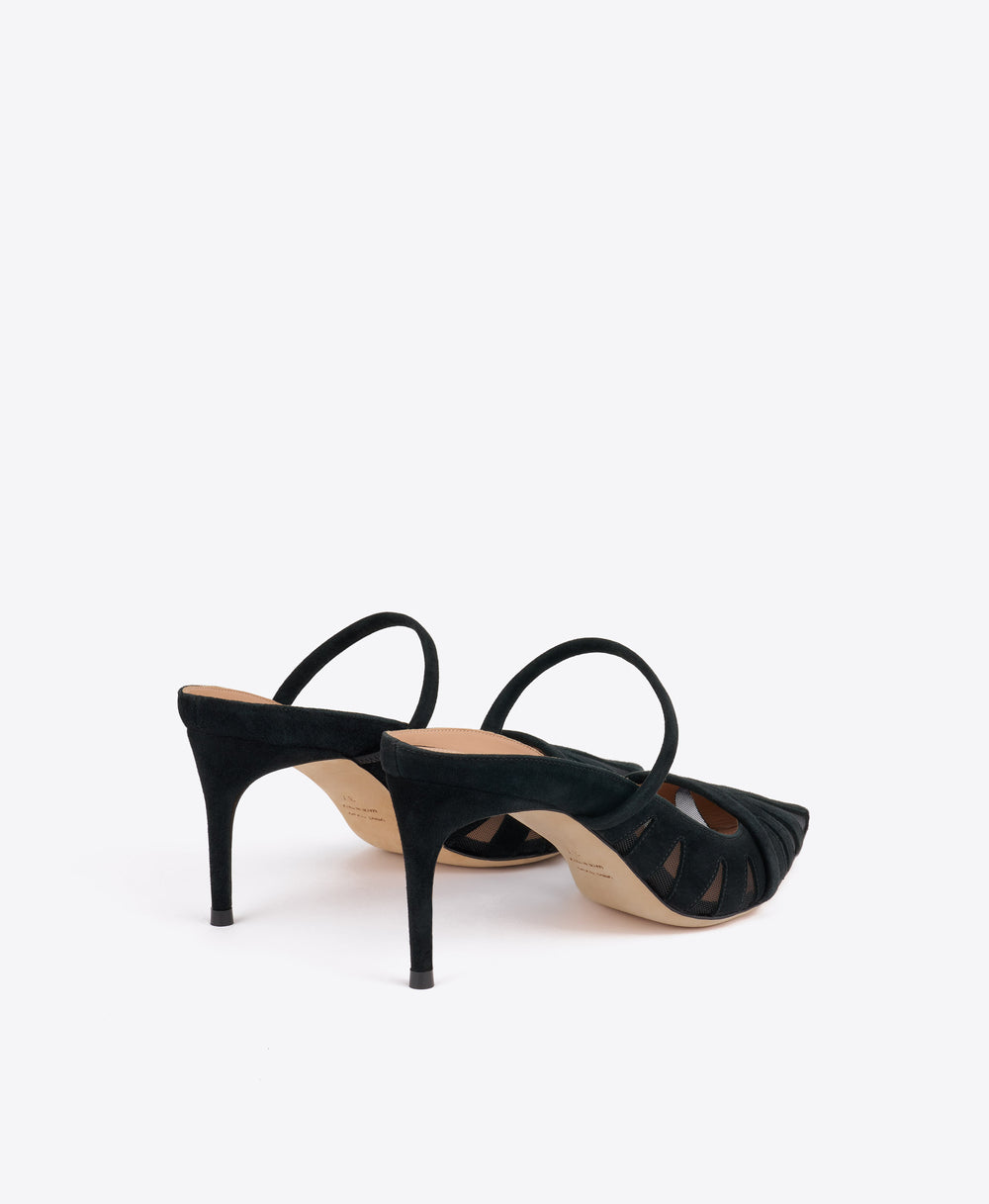 Aurora 70 Black Suede Mules