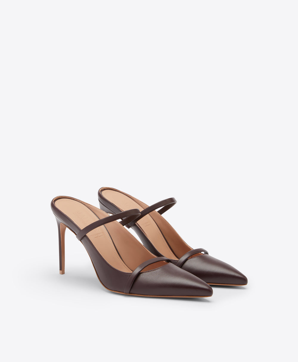 Aurora 90 Cabernet Leather Heeled Mule Malone Souliers