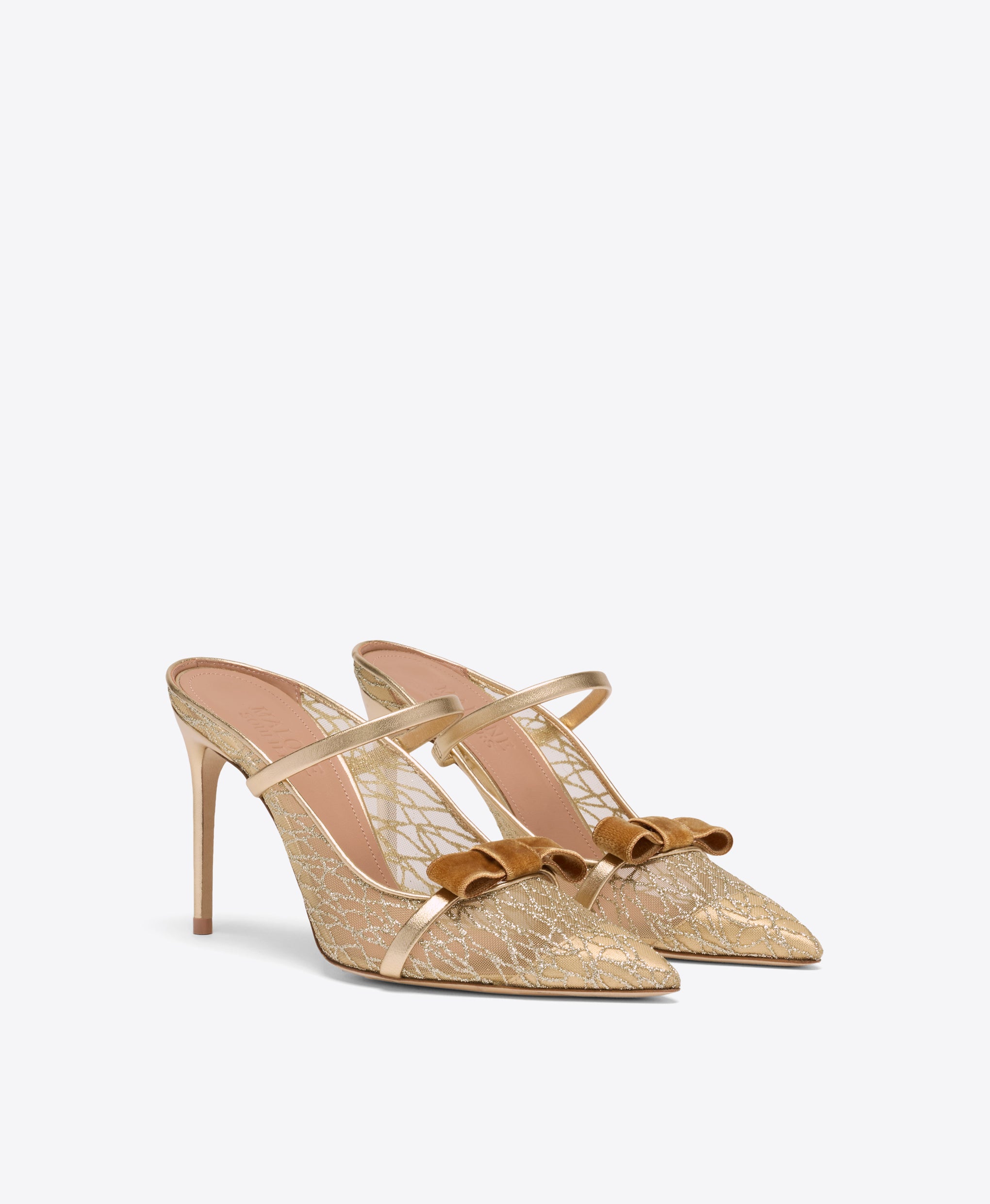 Aurora 90 Gold Glitter Heeled Mules Malone Souliers